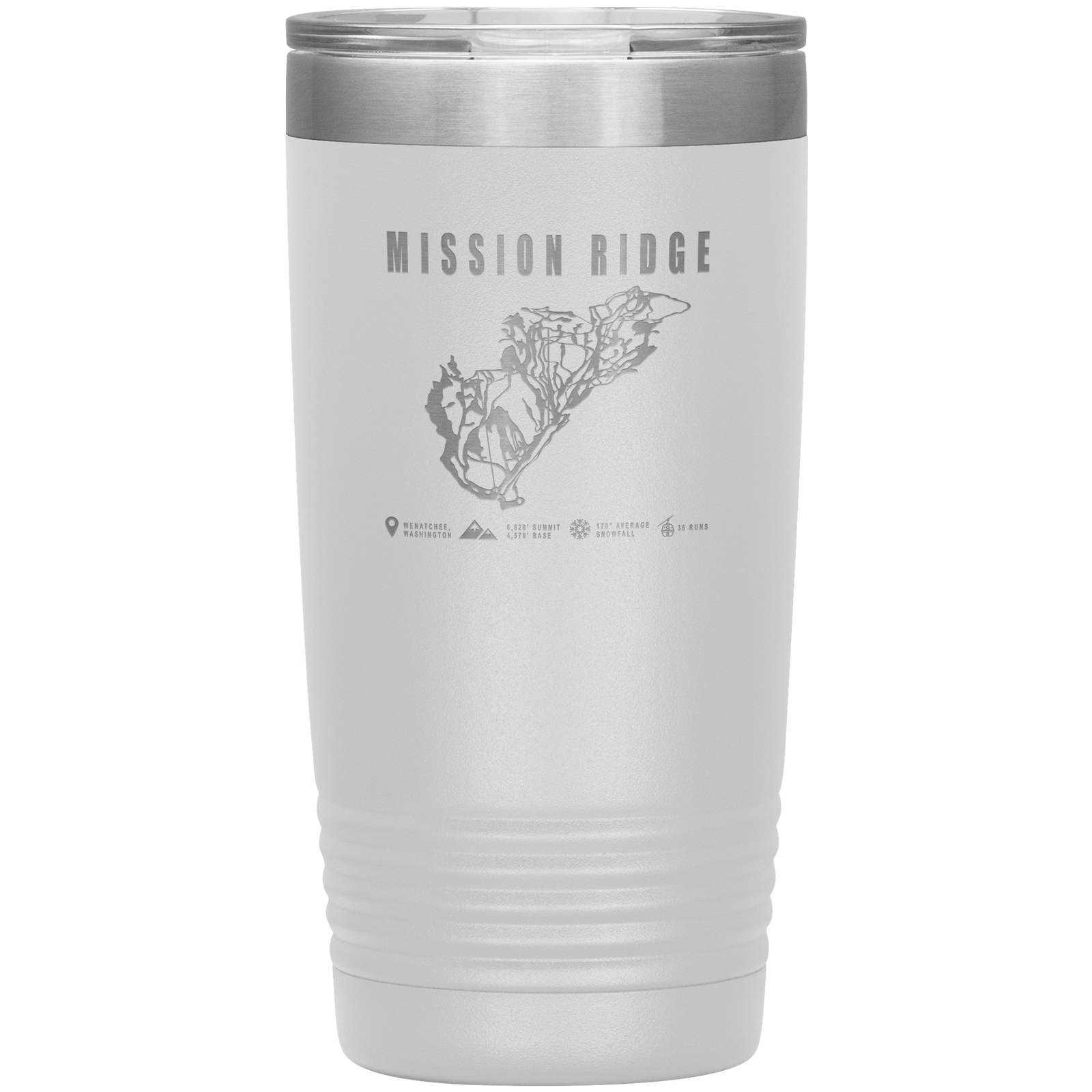Mission Ridge, Washington Ski Trail Map 20oz Tumbler - Powderaddicts
