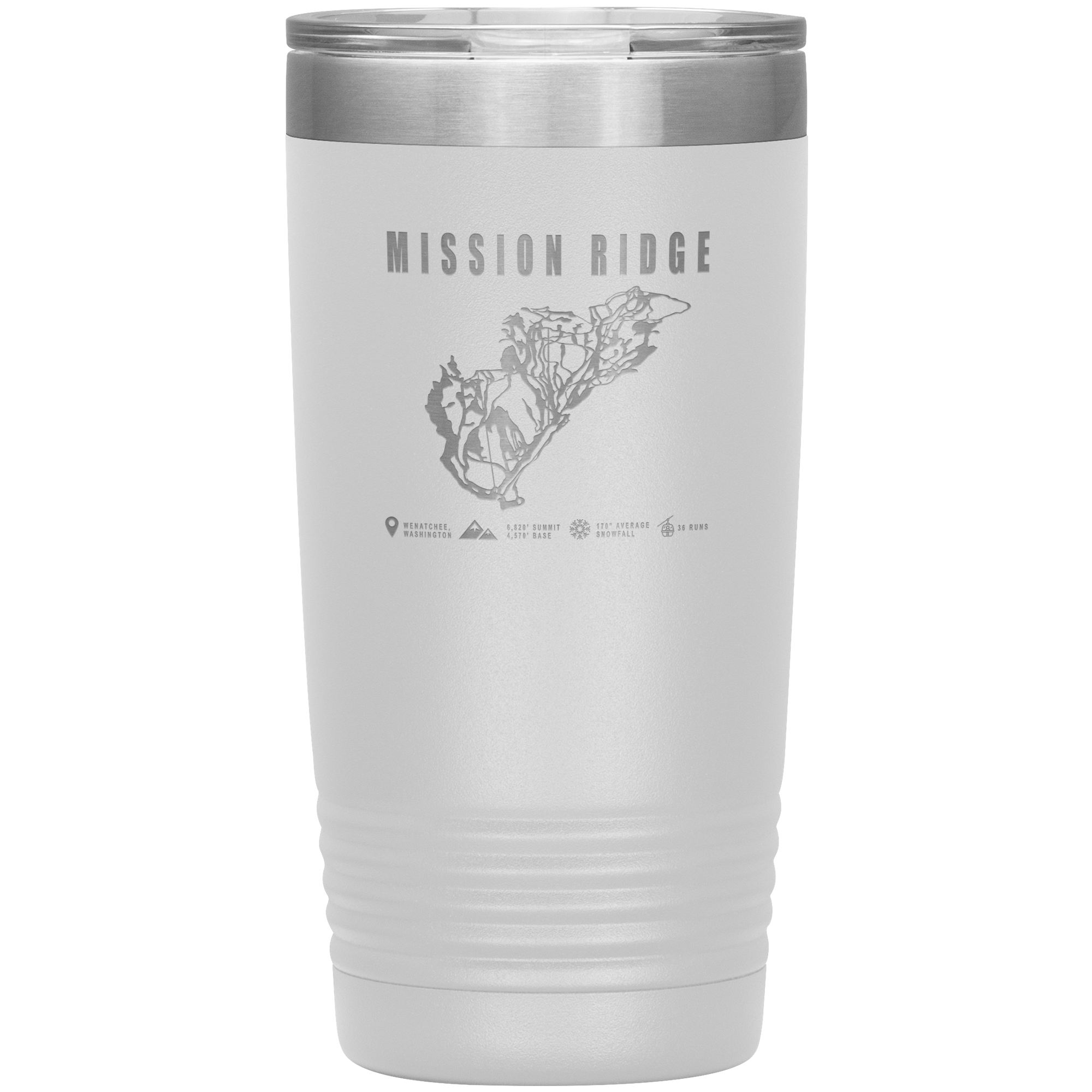 Mission Ridge, Washington Ski Trail Map 20oz Tumbler - Powderaddicts