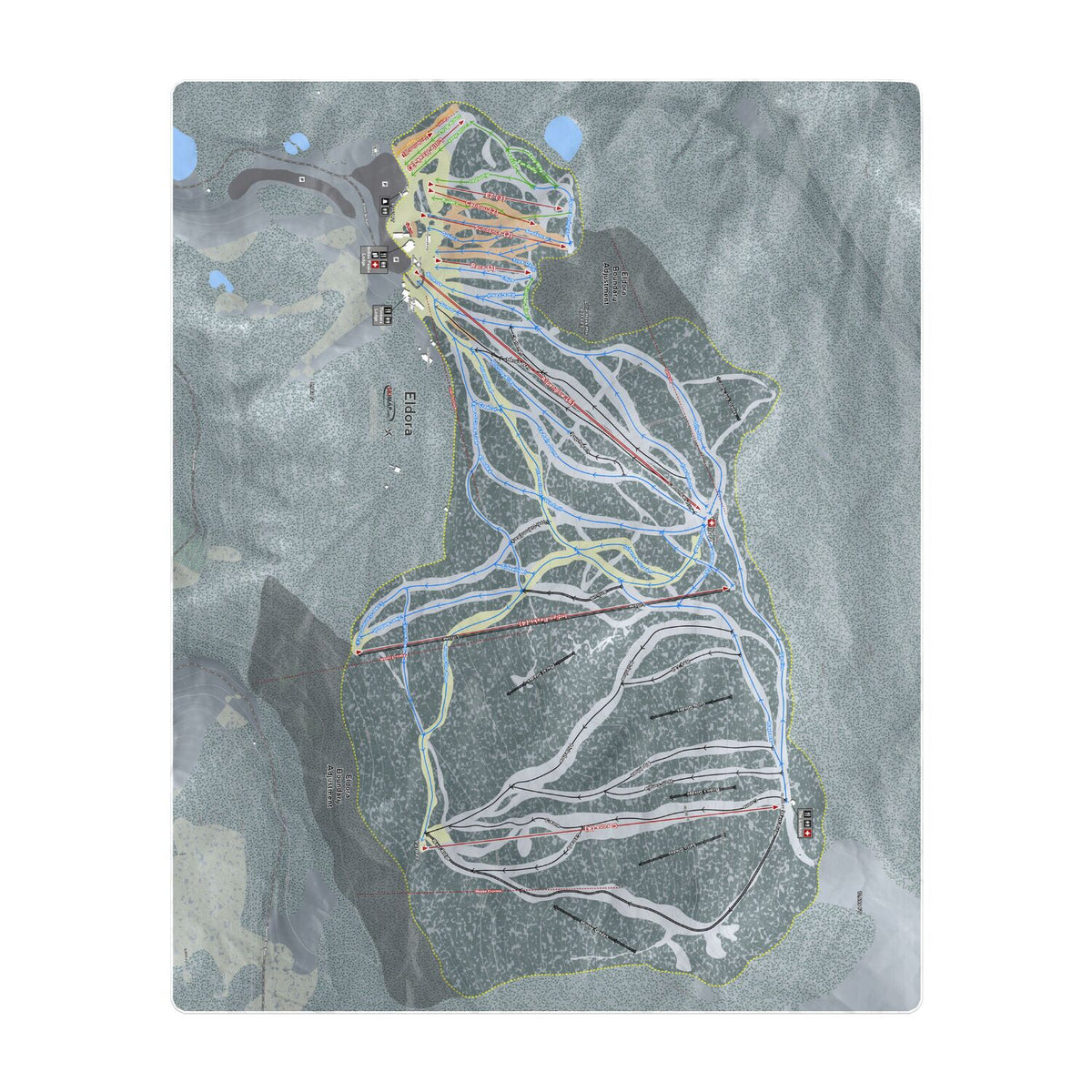 Eldora, Colorado Ski Resort Map Printed Beach Towel - Powderaddicts