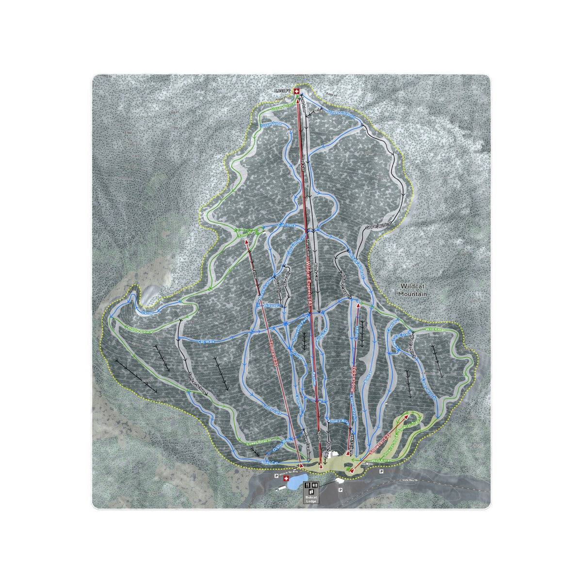 Wildcat Mountain, New Hampshire Ski Resort Map Printed Beach Towel