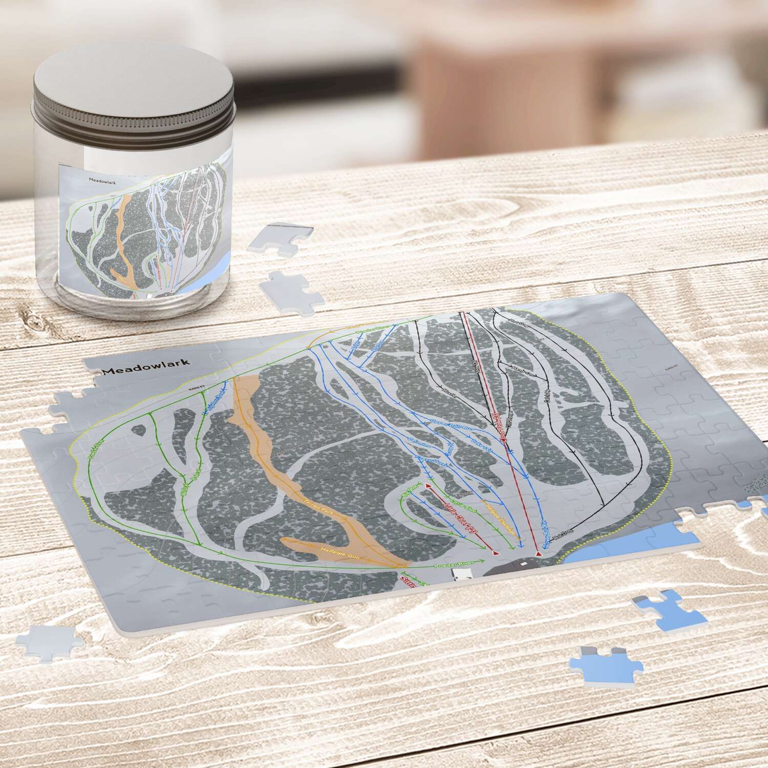 Meadowlark Wyoming Ski Trail Map Puzzle - Powderaddicts