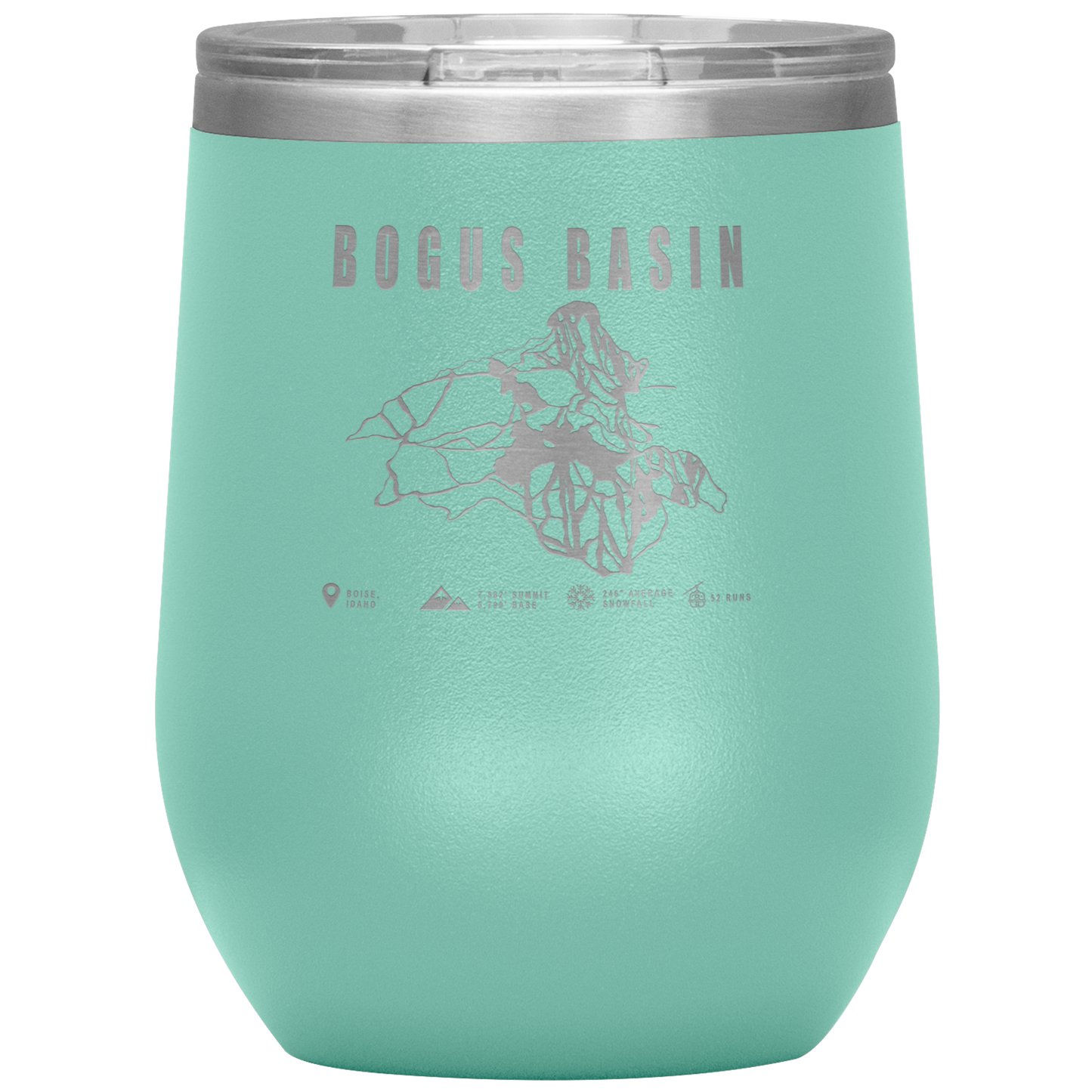 Bogus Basin Idaho Ski Trail Map Wine 12oz Tumbler - Powderaddicts