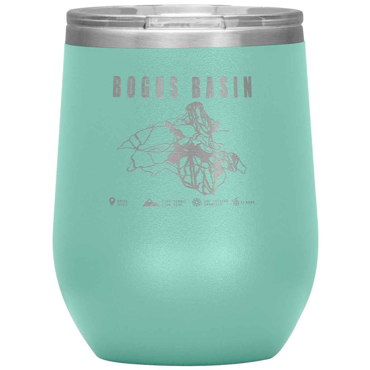 Bogus Basin Idaho Ski Trail Map Wine 12oz Tumbler - Powderaddicts