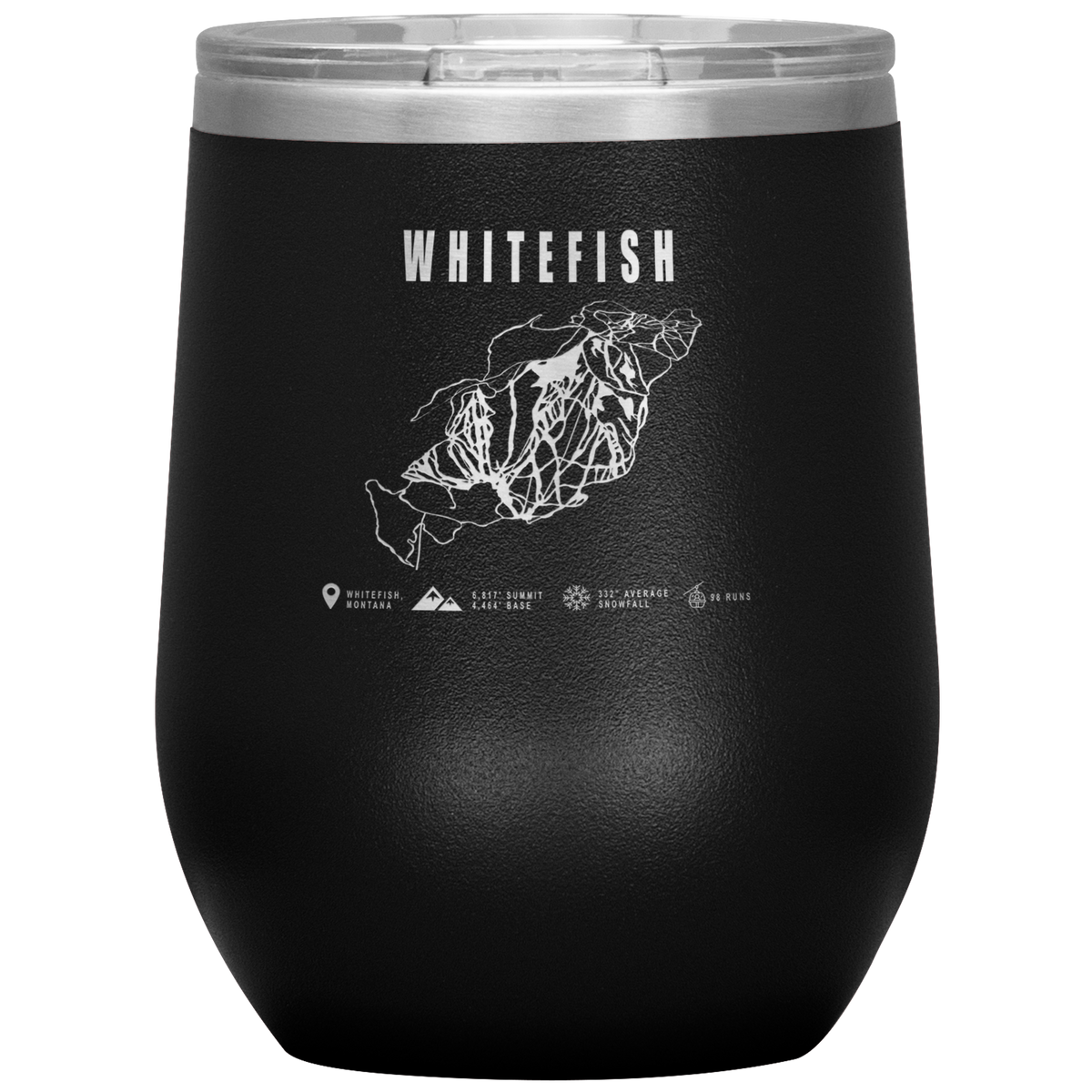 Whitefish Montana Ski Trail Map Wine 12oz Tumbler