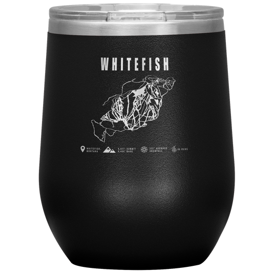 Whitefish Montana Ski Trail Map Wine 12oz Tumbler - Powderaddicts