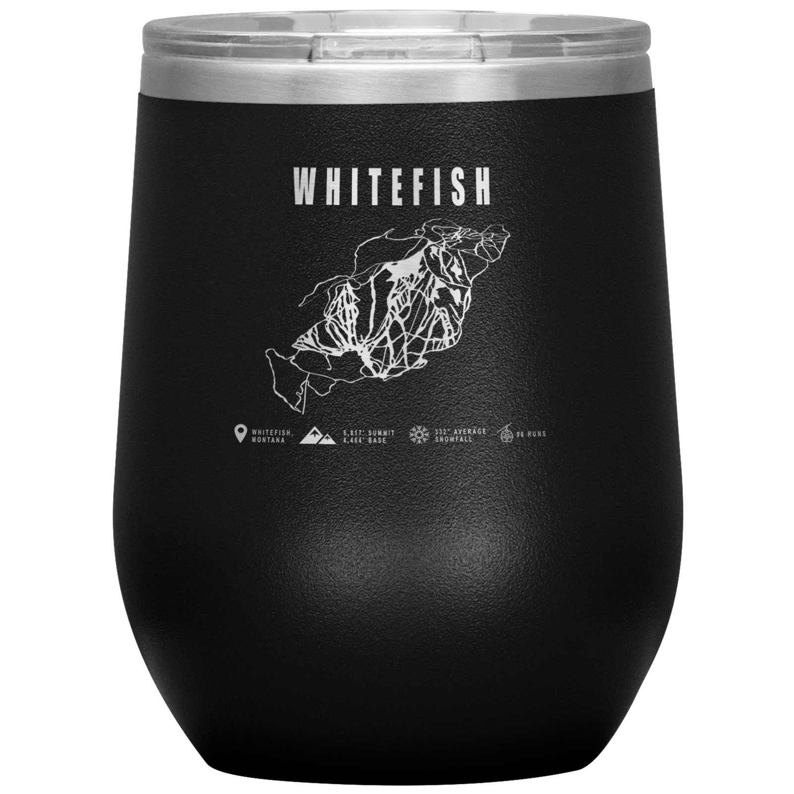 Whitefish Montana Ski Trail Map Wine 12oz Tumbler - Powderaddicts