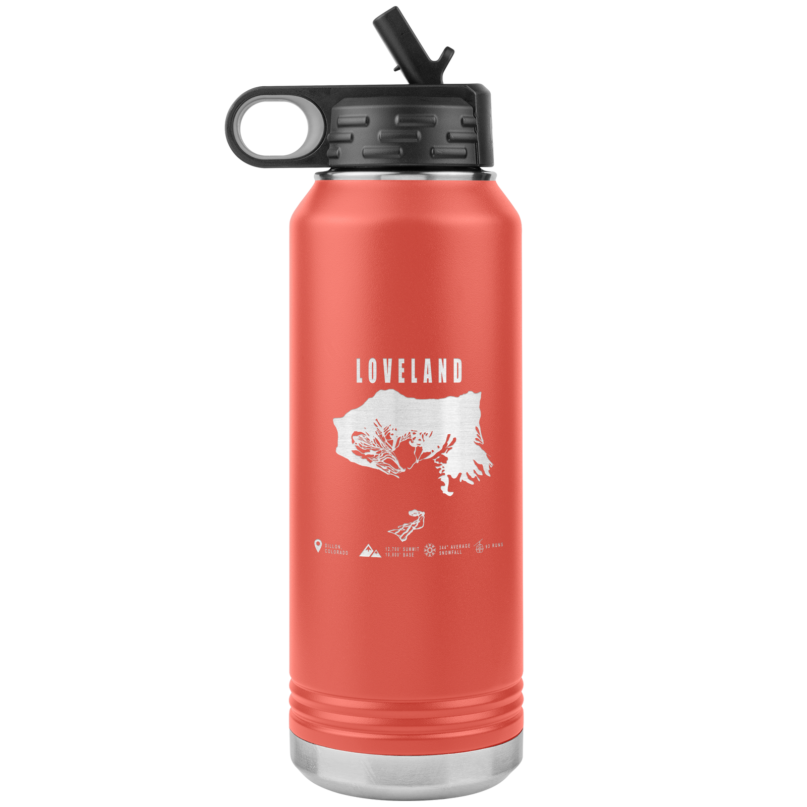 Loveland Colorado Ski Trail Map 32oz Water Bottle Tumbler - Powderaddicts