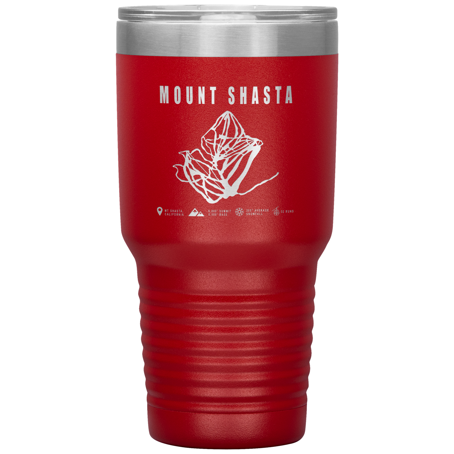 Mount Shasta, California Ski Trail Map 30oz Tumbler - Powderaddicts