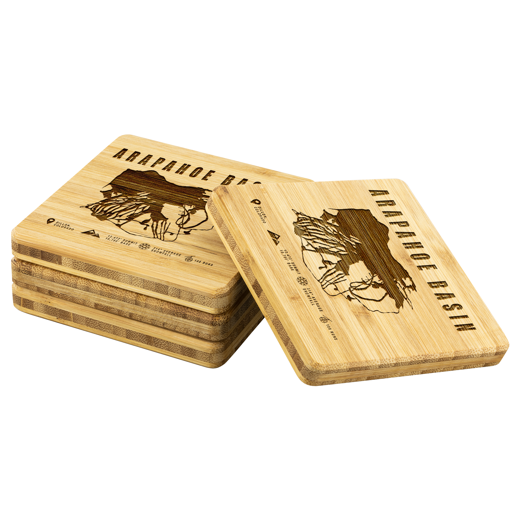 Arapahoe Basin,Colorado Ski Resort Bamboo Coaster - Powderaddicts