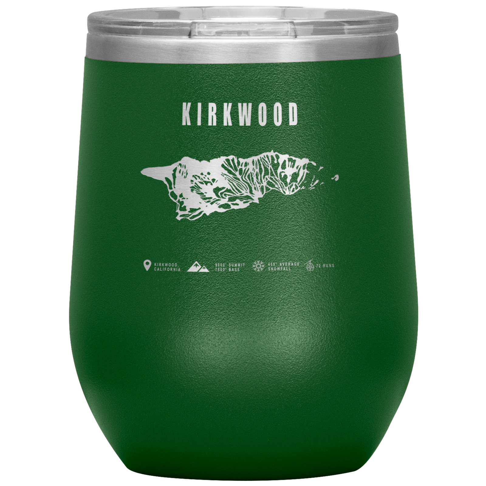 Kirkwood, California Ski Trail Map Wine 12oz Tumbler - Powderaddicts