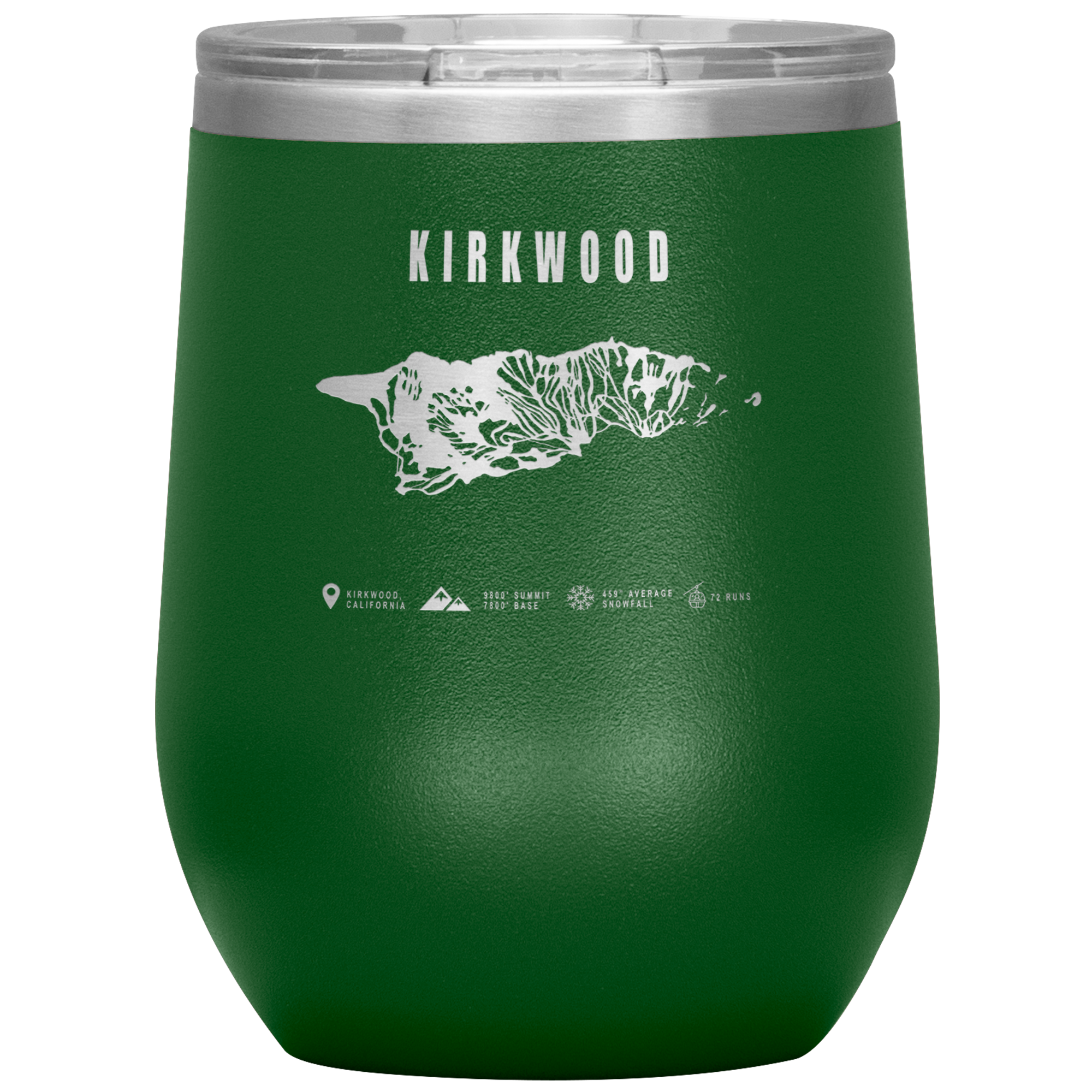 Kirkwood, California Ski Trail Map Wine 12oz Tumbler - Powderaddicts
