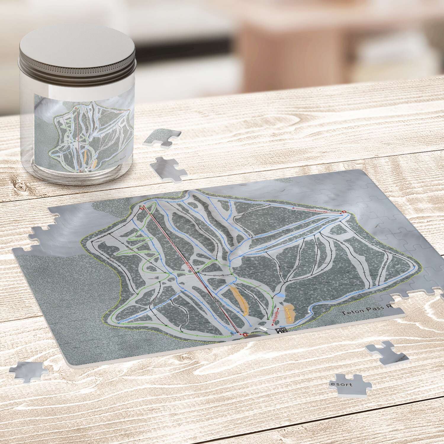 Teton Pass Montana Ski Trail Map Puzzle - Powderaddicts