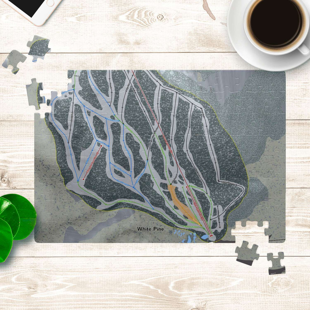 White Pine Wyoming Ski Trail Map Puzzle - Powderaddicts