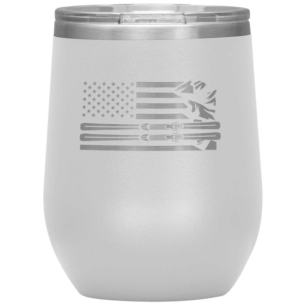USA Ski Flag 12oz Wine Tumbler - Powderaddicts