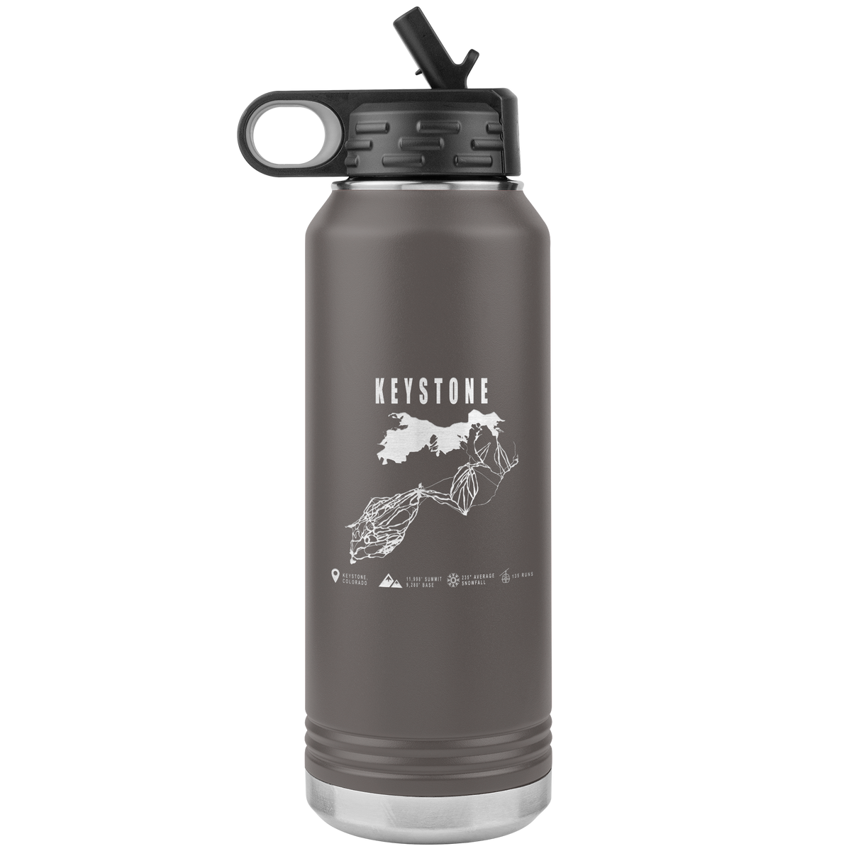 Keystone Colorado Ski Trail Map 32oz Water Bottle Tumbler - Powderaddicts