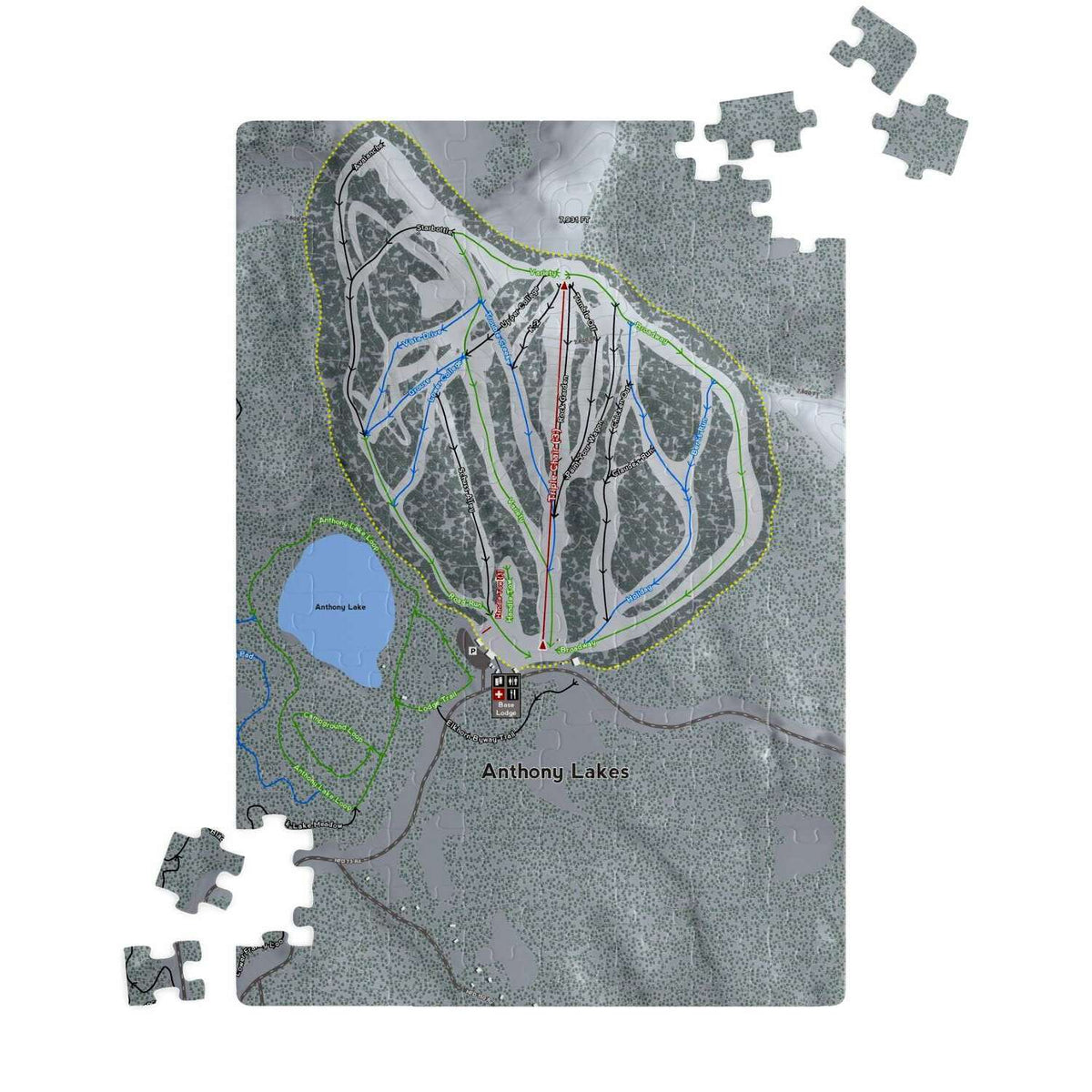 Anthony Lakes, Oregon Ski Trail Map Puzzle - Powderaddicts