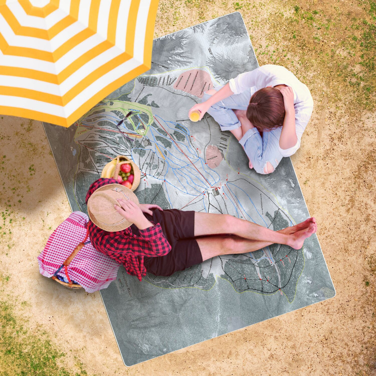 Arapahoe Basin, Colorado Ski Resort Map Printed Beach Towel - Powderaddicts