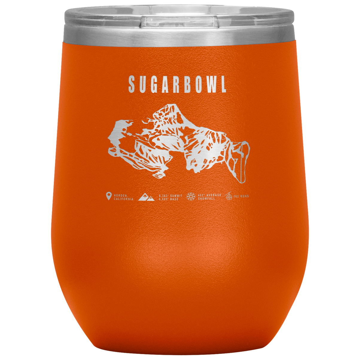 Sugarbowl, California Ski Trail Map Wine 12oz Tumbler - Powderaddicts
