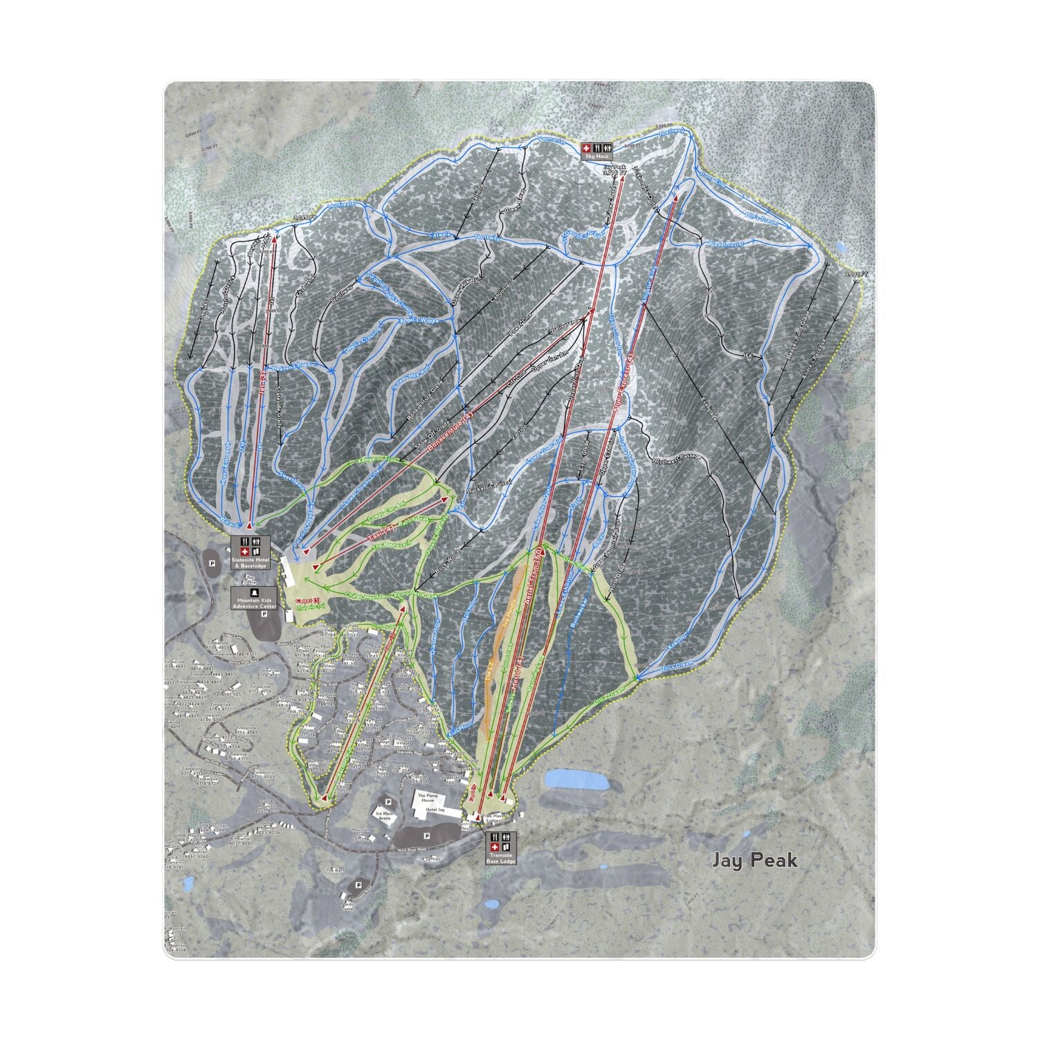 Jay Peak, Vermont Ski Resort Map Printed Beach Towel - Powderaddicts