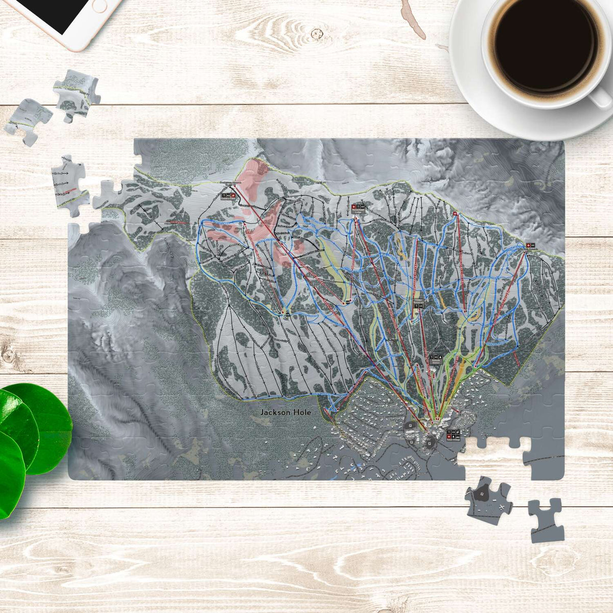 Jackson Hole, Wyoming Ski Trail Map Puzzle - Powderaddicts