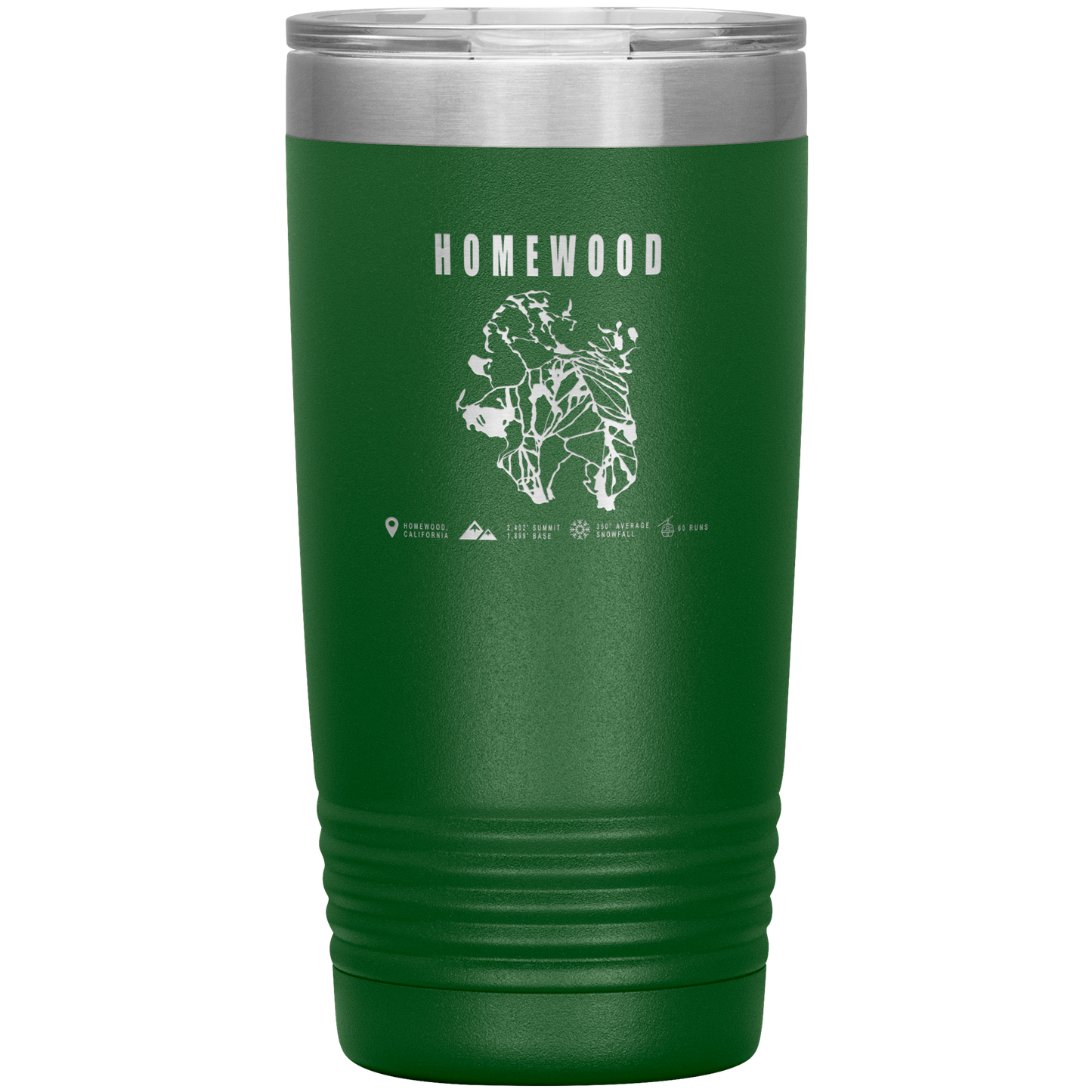 Homewood, California Ski Trail Map 20oz Tumbler - Powderaddicts