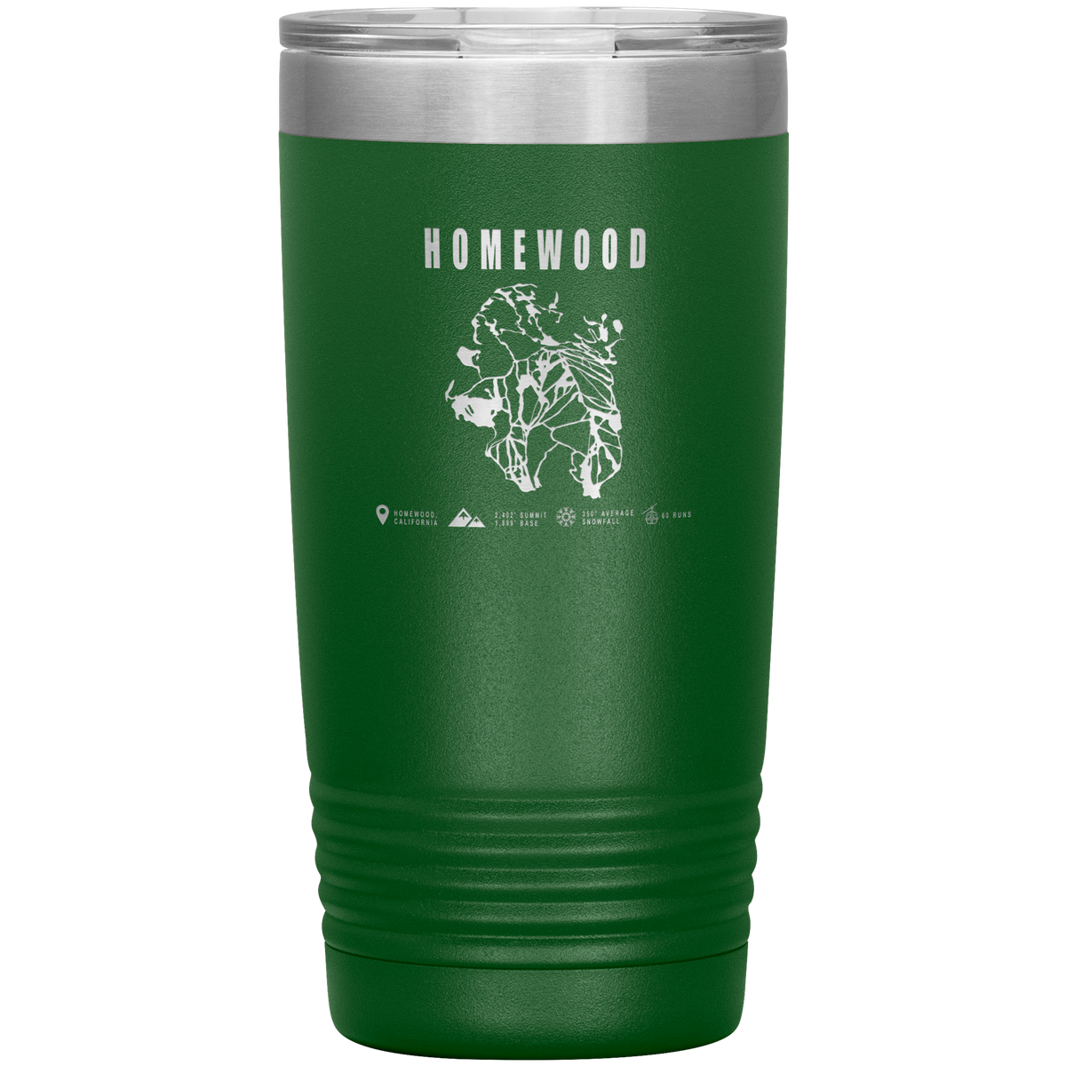 Homewood, California Ski Trail Map 20oz Tumbler - Powderaddicts