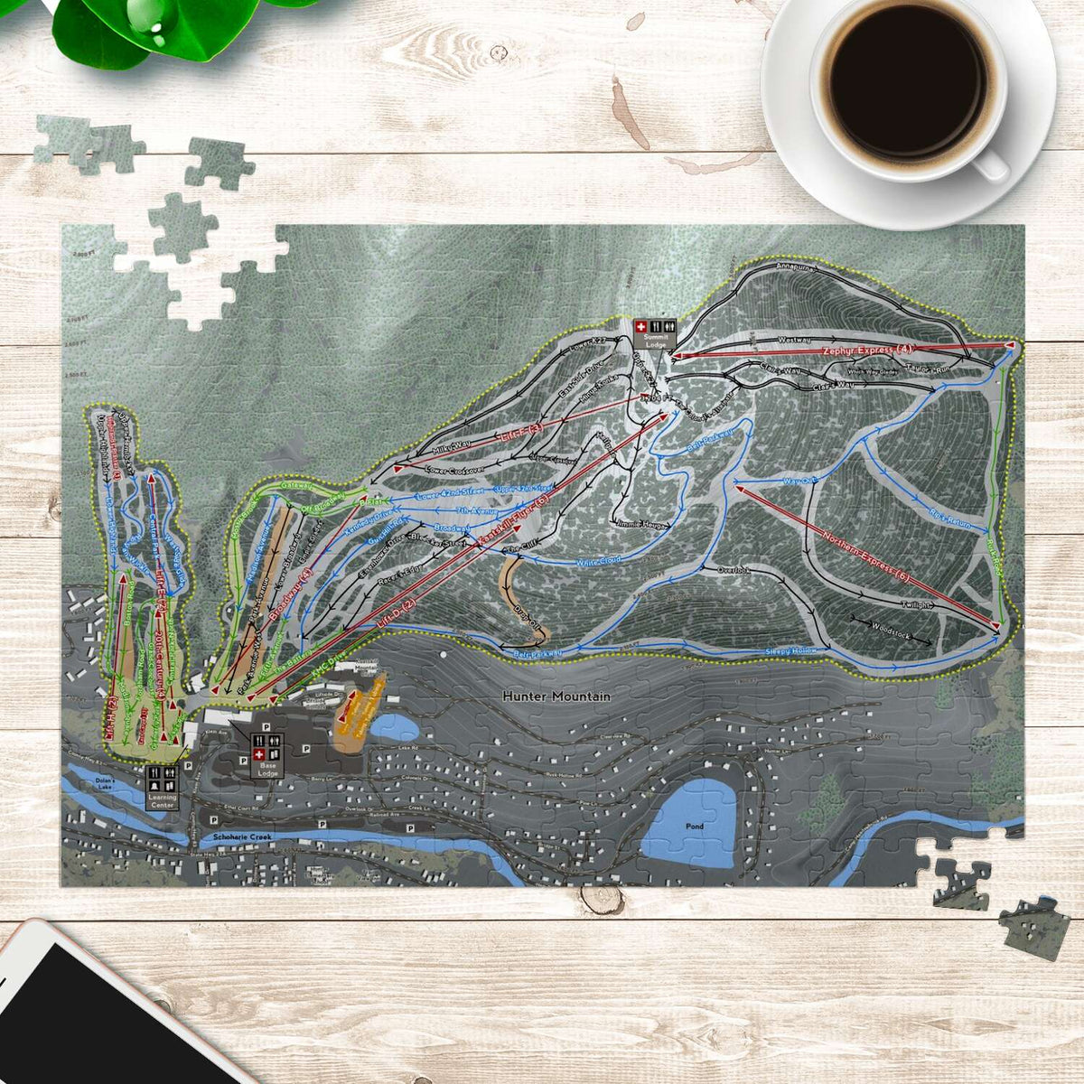 Hunter Mountain New York Ski Trail Map Puzzles - Powderaddicts