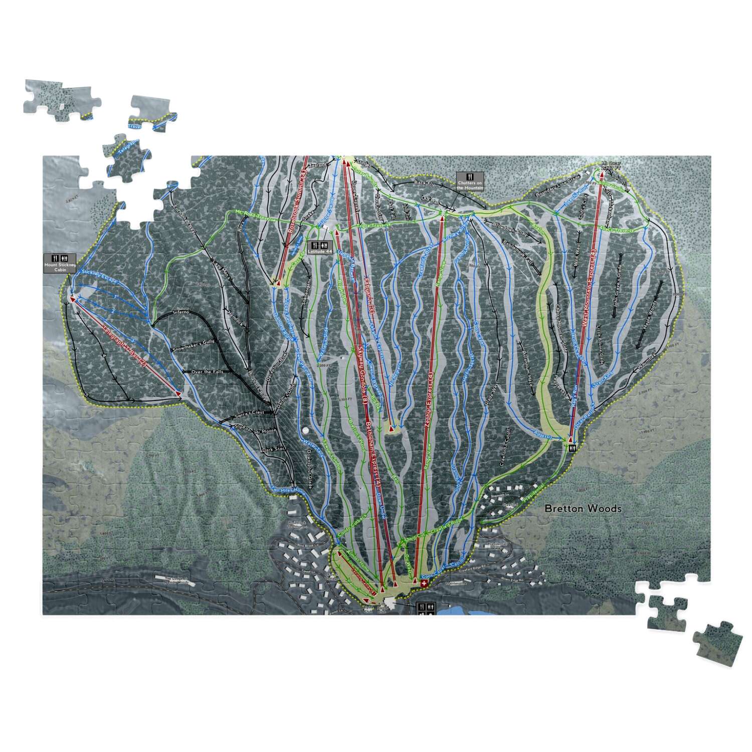 Bretton Woods New Hampshire Ski Trail Map Puzzles - Powderaddicts