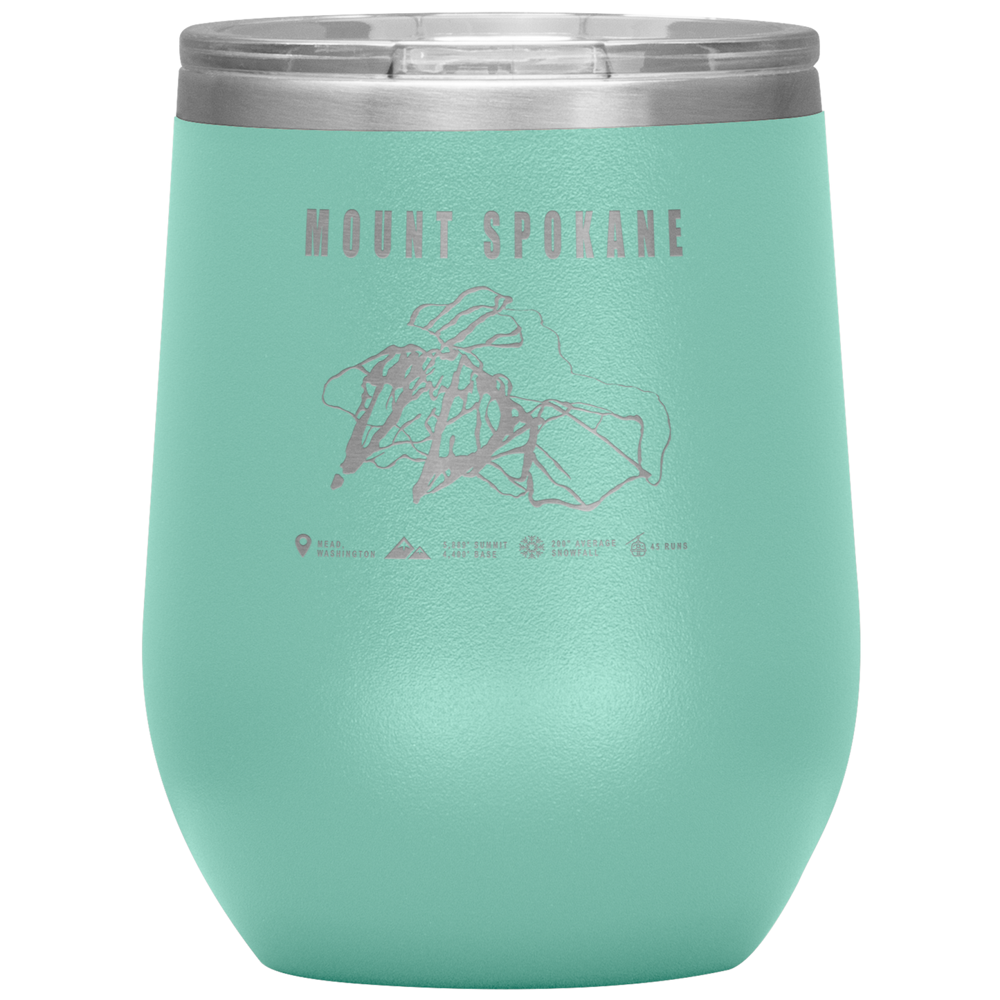 Mount Spokane, Washington Ski Trail Map Wine 12oz Tumbler - Powderaddicts