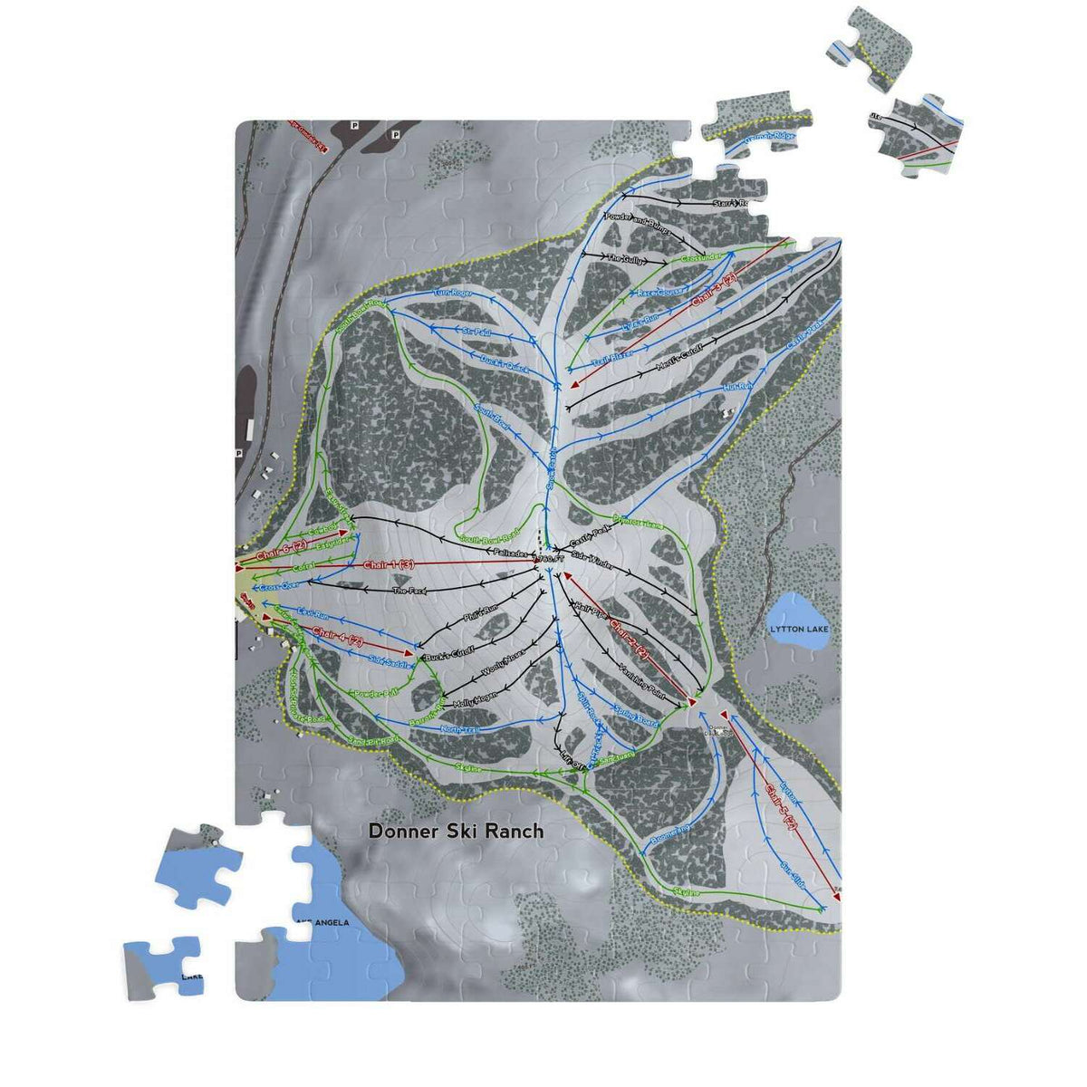 Donner Ski Ranch, California Ski Trail Map Puzzle - Powderaddicts