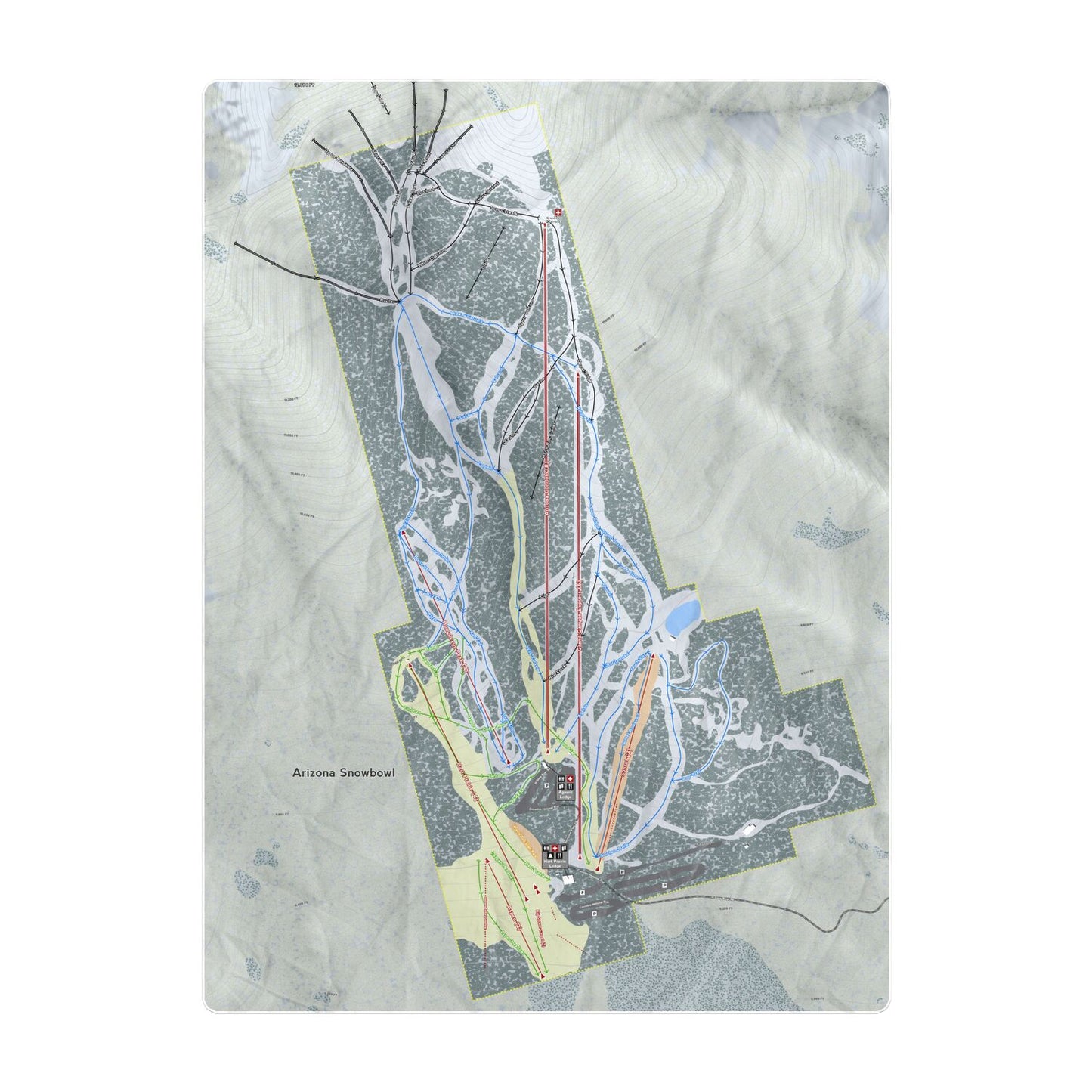 Arizona Snowbowl, Ski Resort Map Printed Beach Towel - Powderaddicts