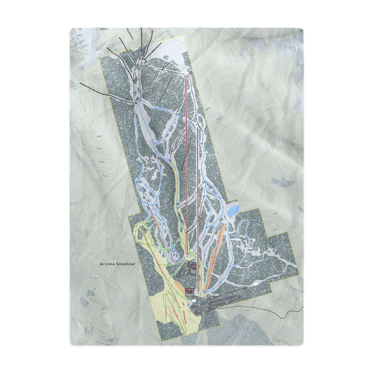 Arizona Snowbowl, Ski Resort Map Printed Beach Towel - Powderaddicts