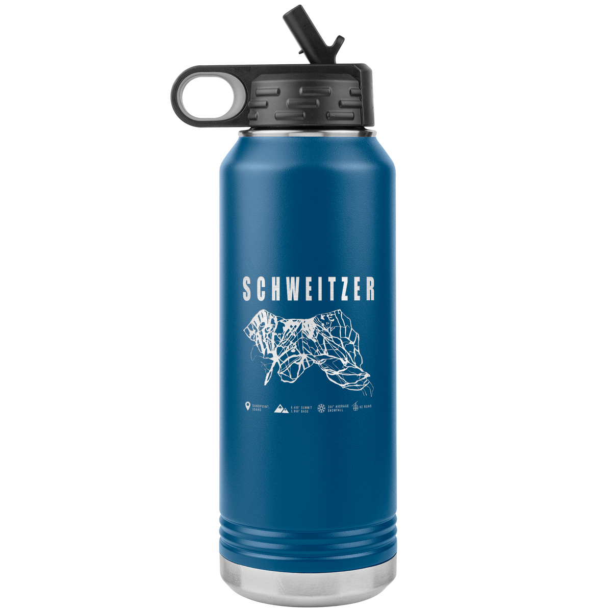 Schweitzer Idaho Ski Trail Map 32oz Water Bottle Tumbler - Powderaddicts