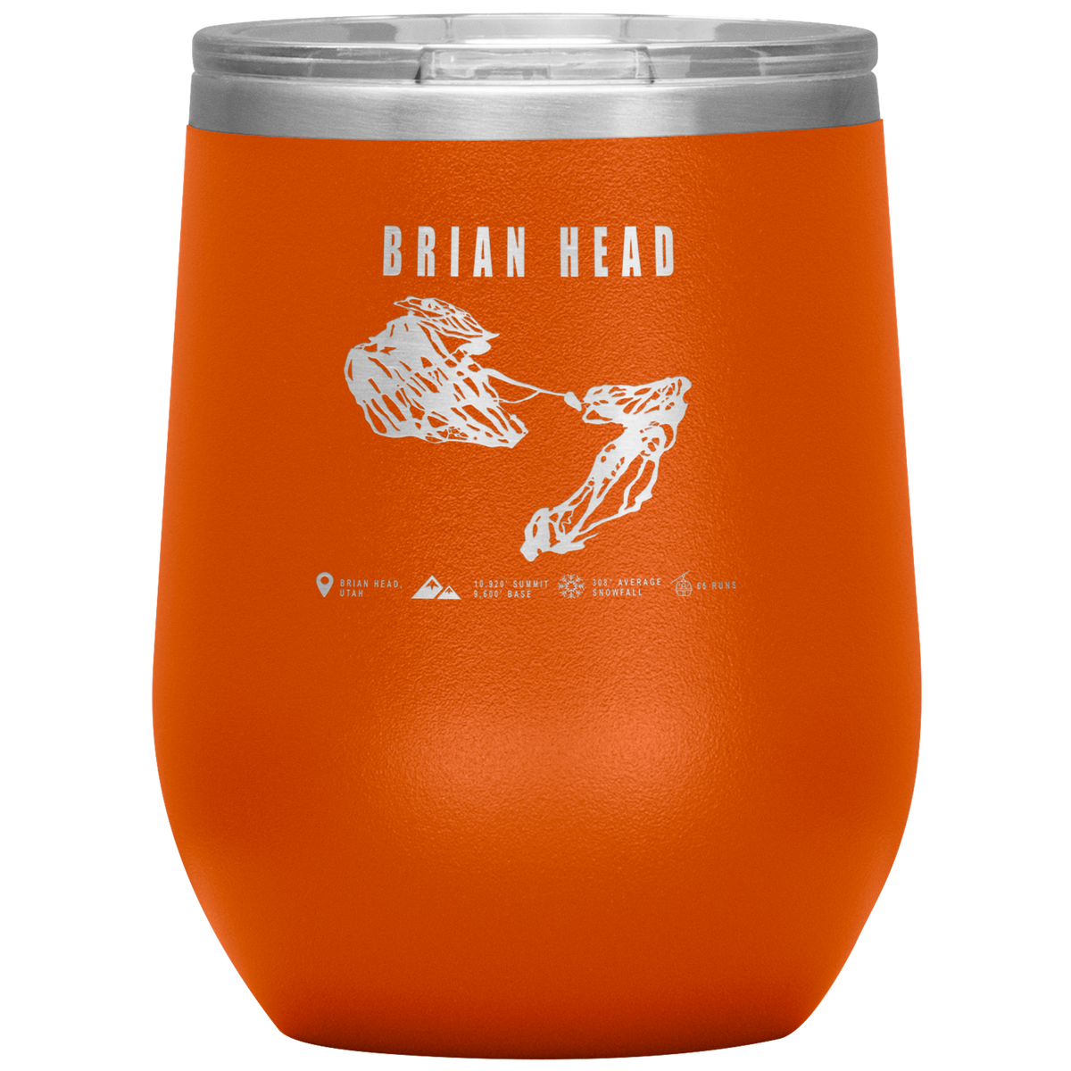 Brian Head,Utah Ski Trail Map Wine 12oz Tumbler - Powderaddicts