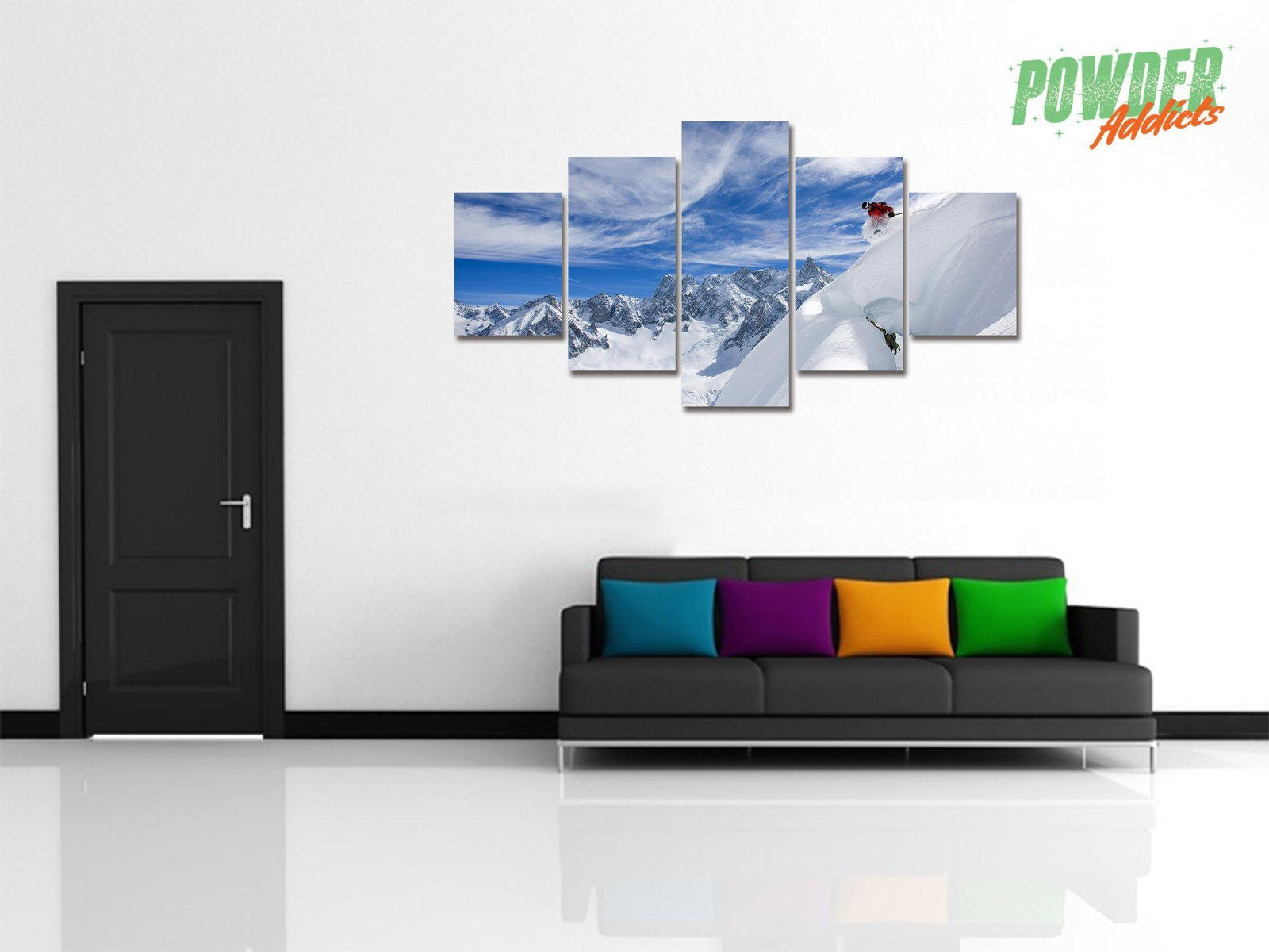 Skis and Sky 5 Piece Canvas - Powderaddicts