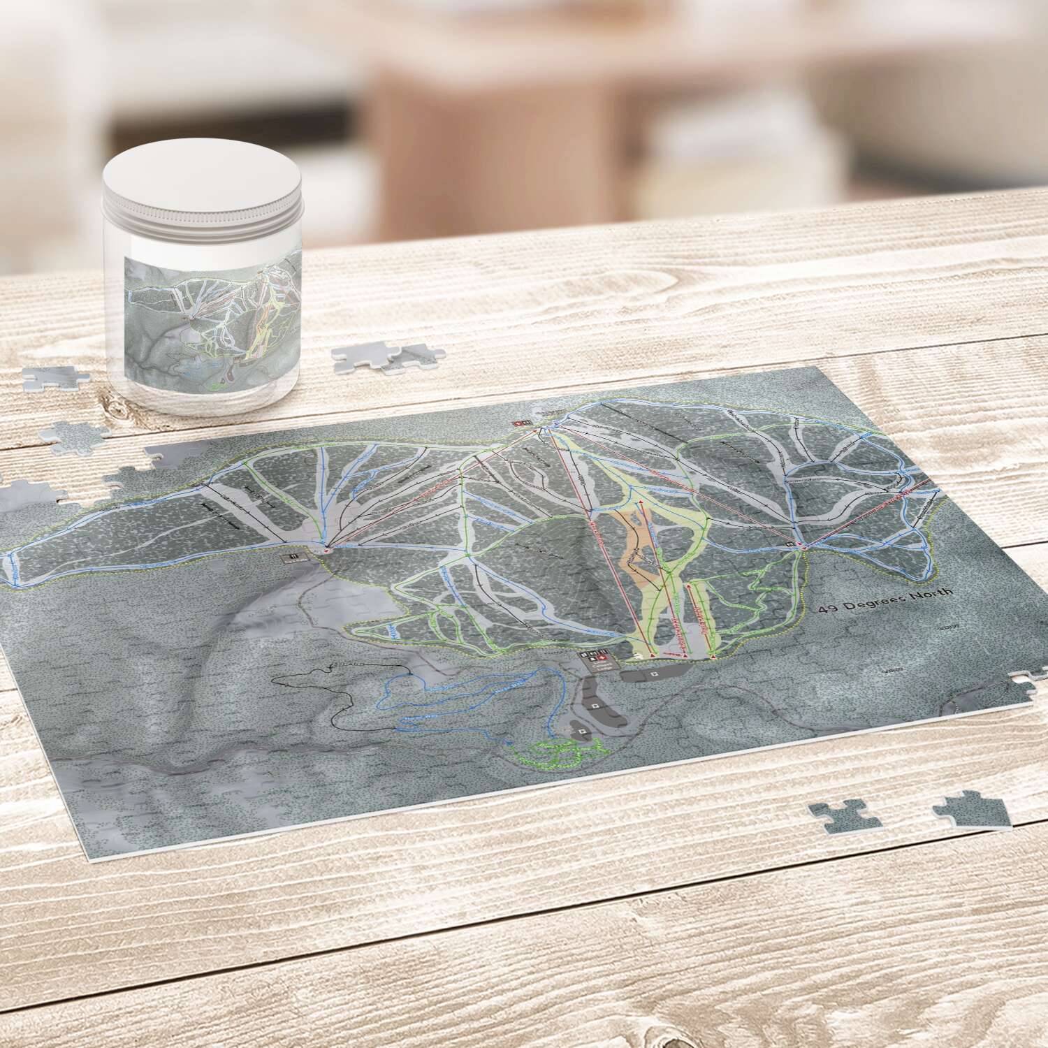 49 Degrees North Washington Ski Map Resort Puzzle - Powderaddicts