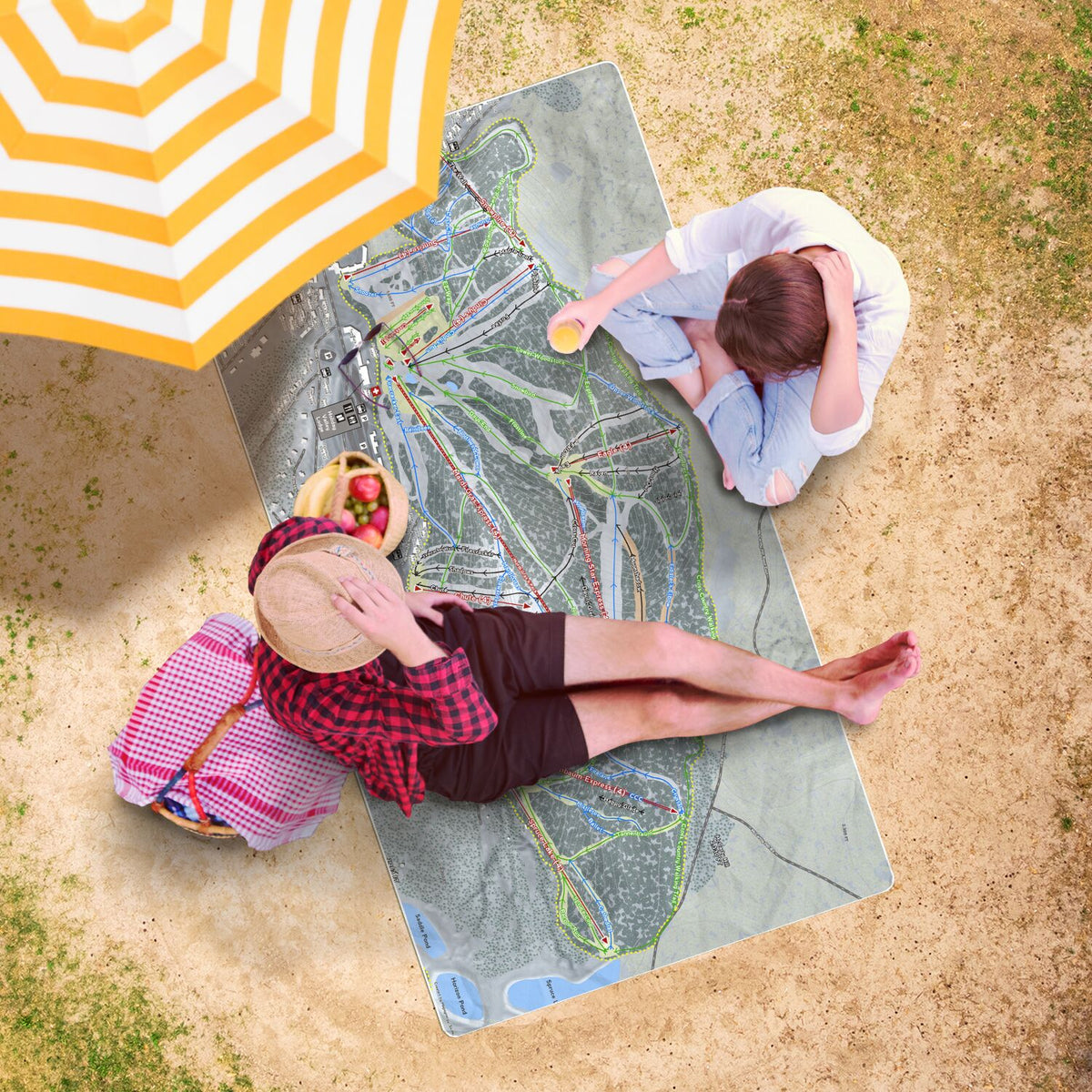 Holiday Valley, New York Ski Resort Map Printed Beach Towel - Powderaddicts