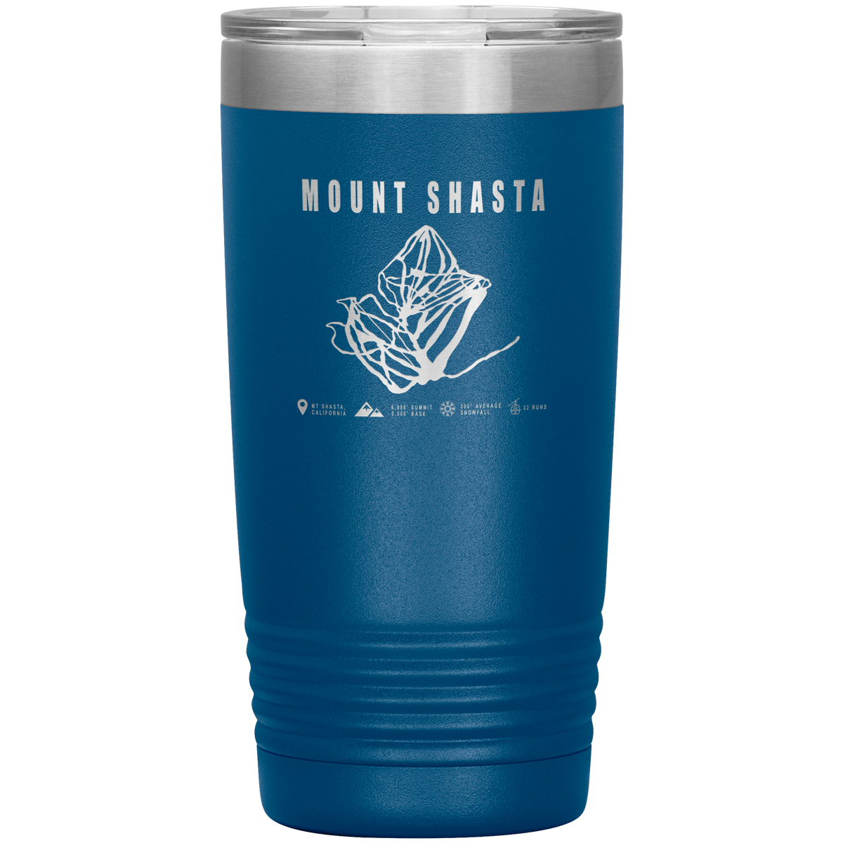 Mount Shasta, California Ski Trail Map 20oz Tumbler - Powderaddicts