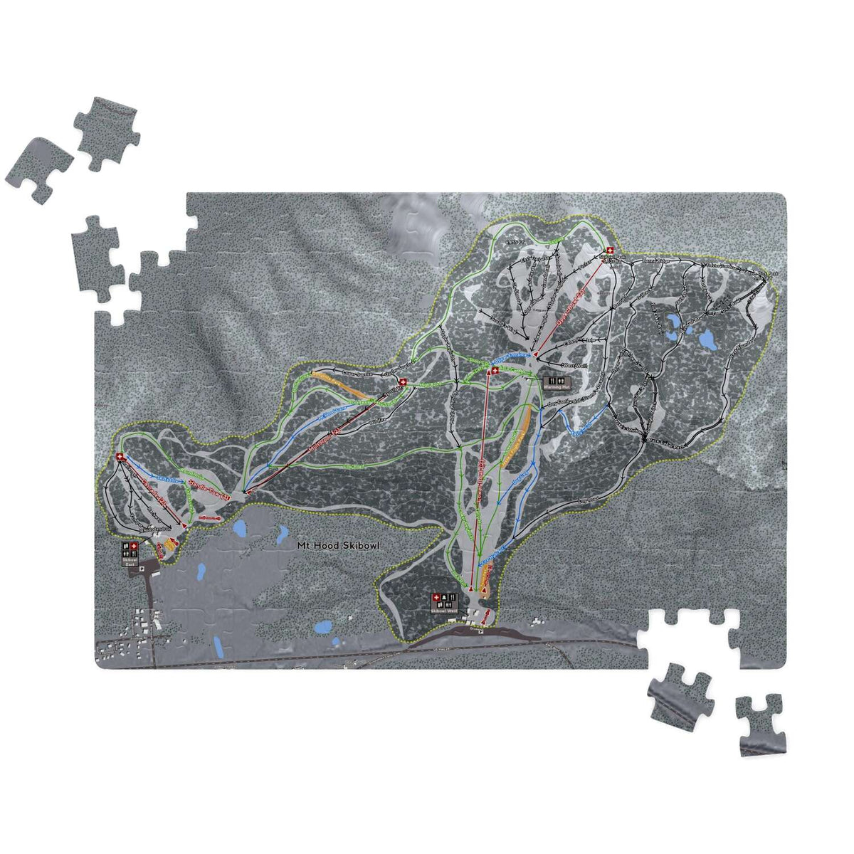 Mt Hood Skibowl Oregon Ski Trail Map Puzzle - Powderaddicts