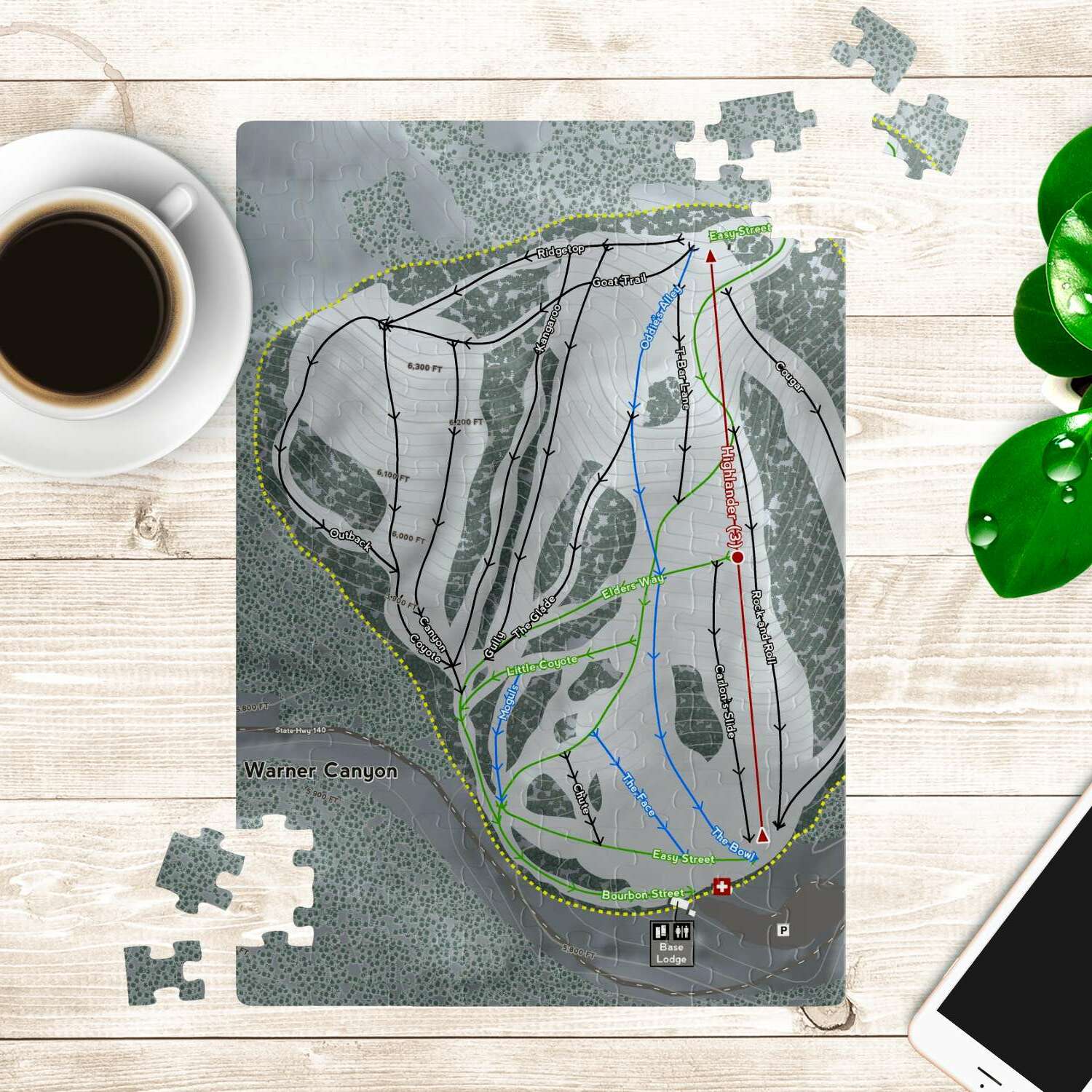 Warner Canyon, Oregon Ski Trail Map Puzzle - Powderaddicts