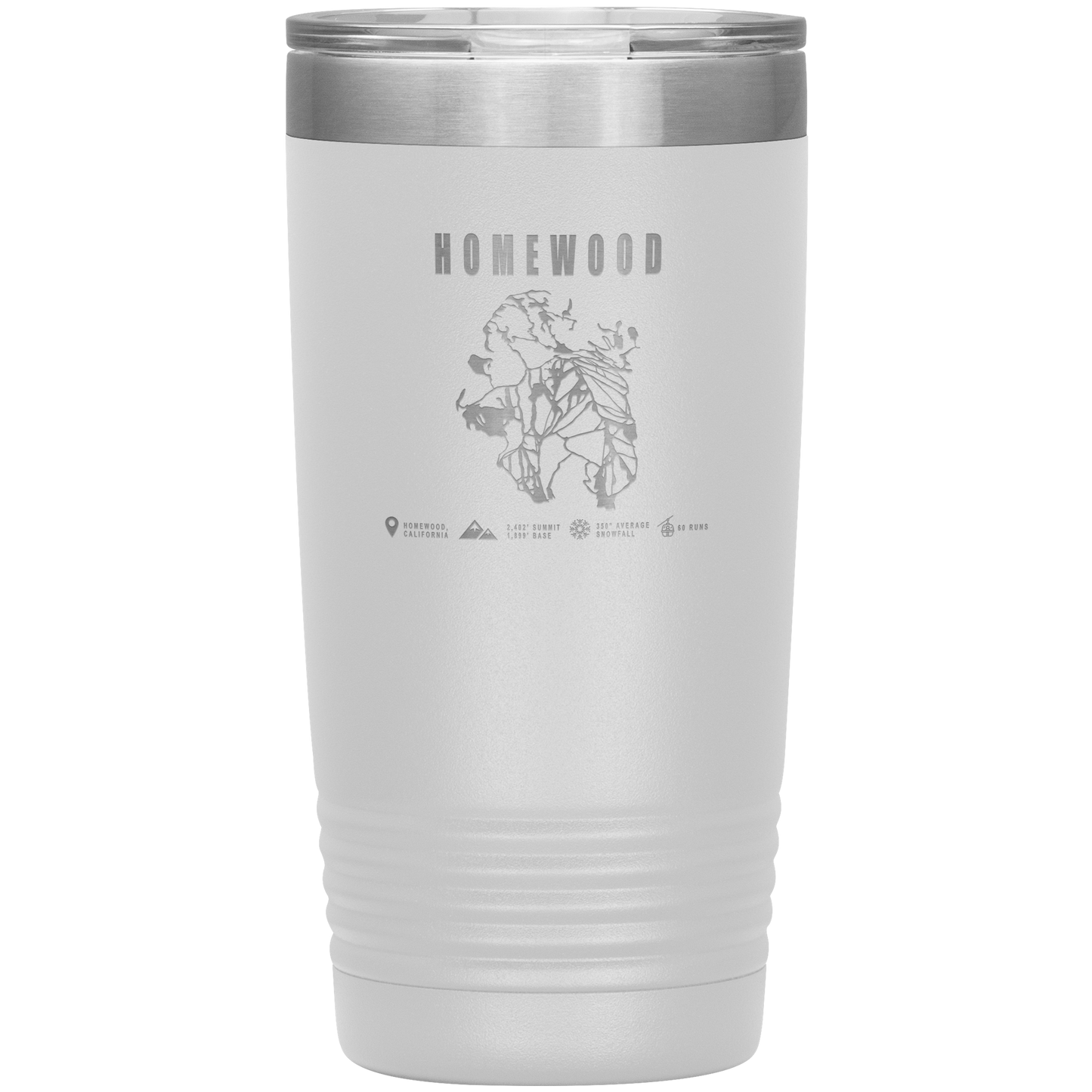 Homewood, California Ski Trail Map 20oz Tumbler - Powderaddicts