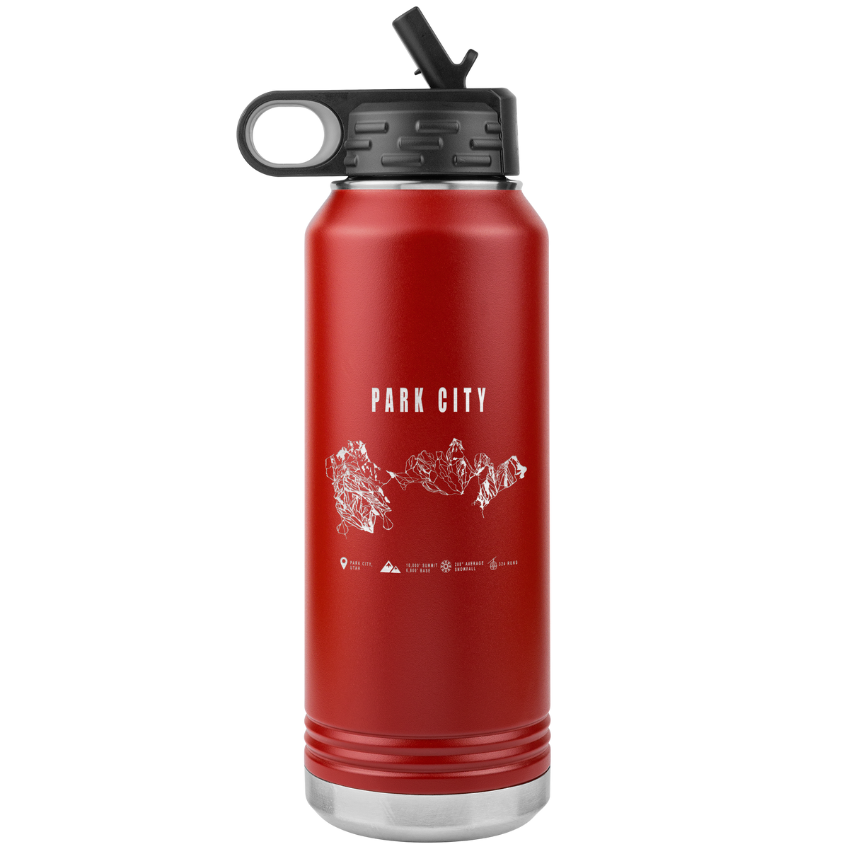 Park city,Utah Ski Trail Map 32oz Water Bottle Tumbler - Powderaddicts