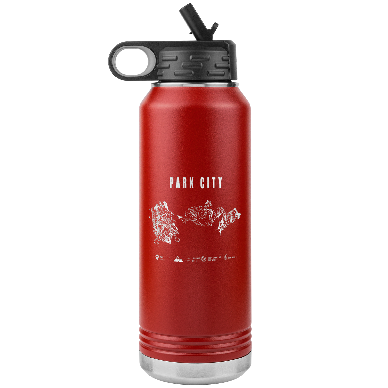 Park city,Utah Ski Trail Map 32oz Water Bottle Tumbler - Powderaddicts