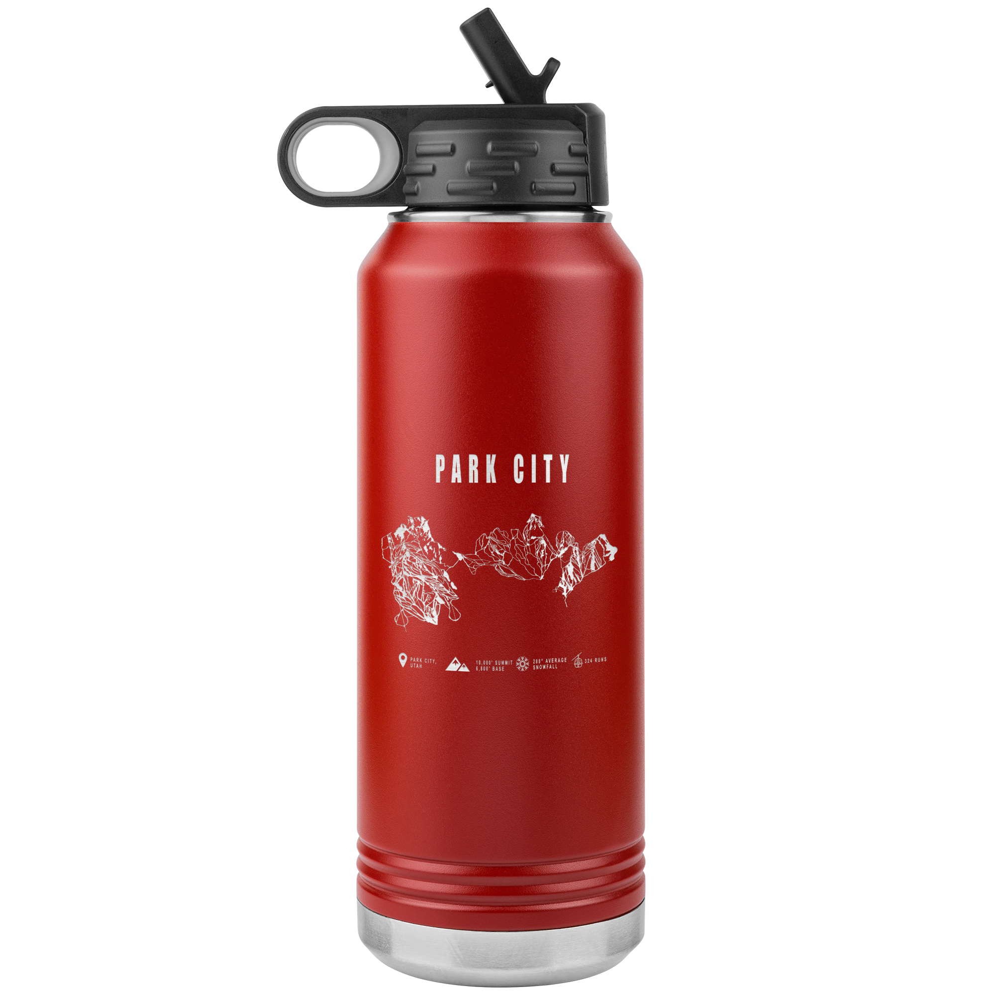 Park city,Utah Ski Trail Map 32oz Water Bottle Tumbler - Powderaddicts