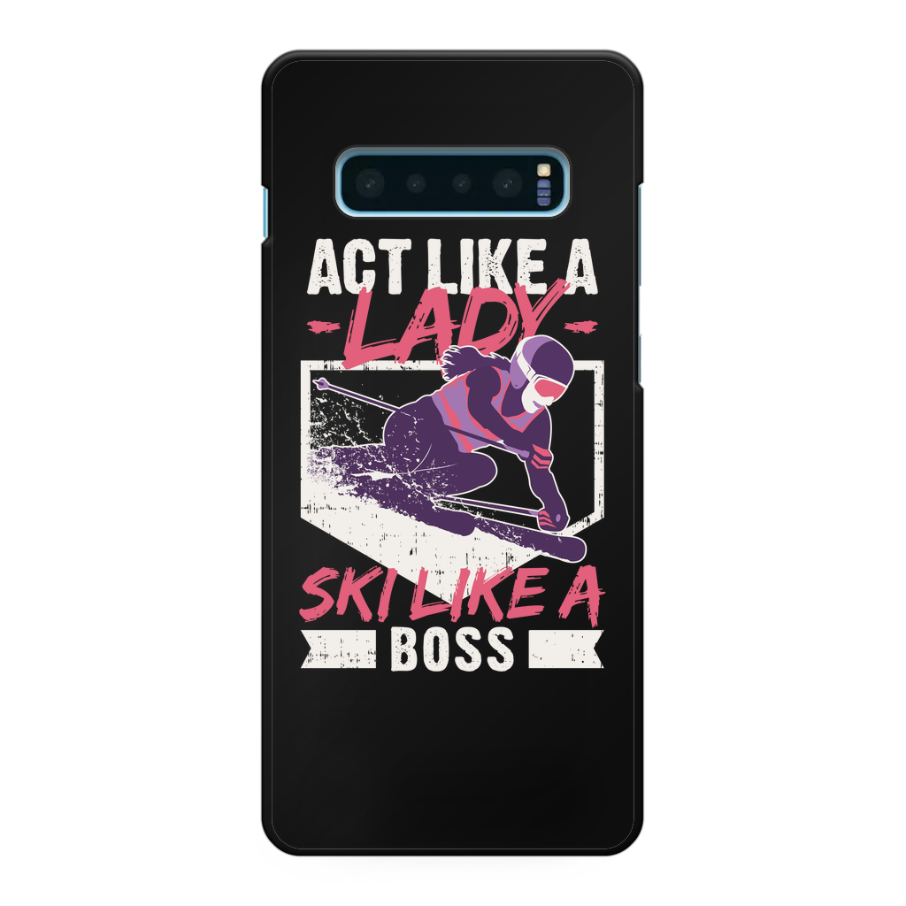 Act Like A Lady Ski Like A Boss Back Printed Black Hard Phone Case - Powderaddicts