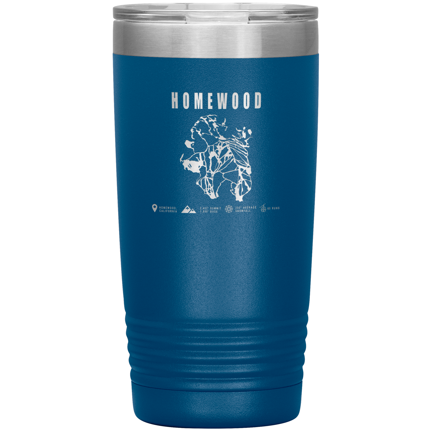 Homewood, California Ski Trail Map 20oz Tumbler - Powderaddicts