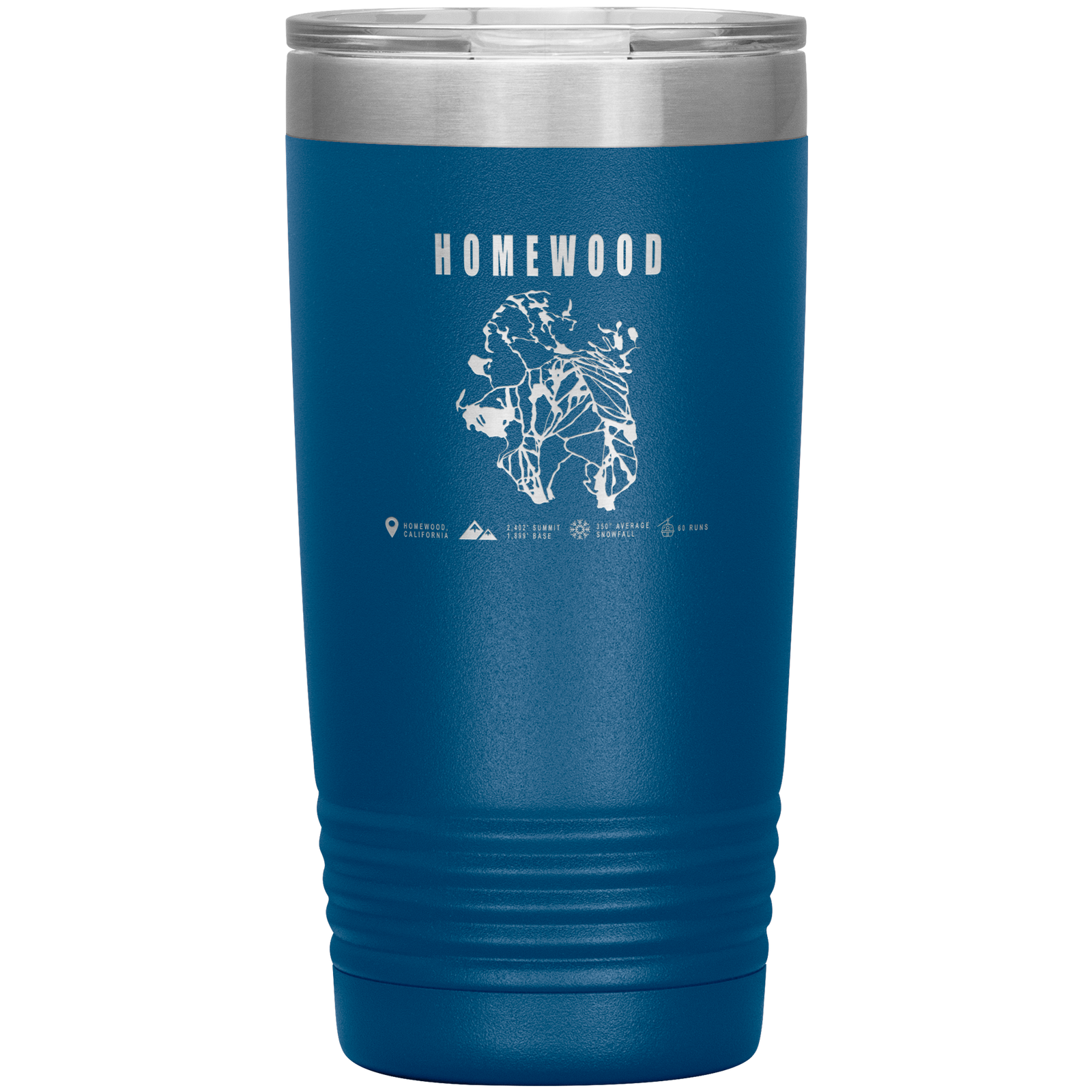 Homewood, California Ski Trail Map 20oz Tumbler - Powderaddicts