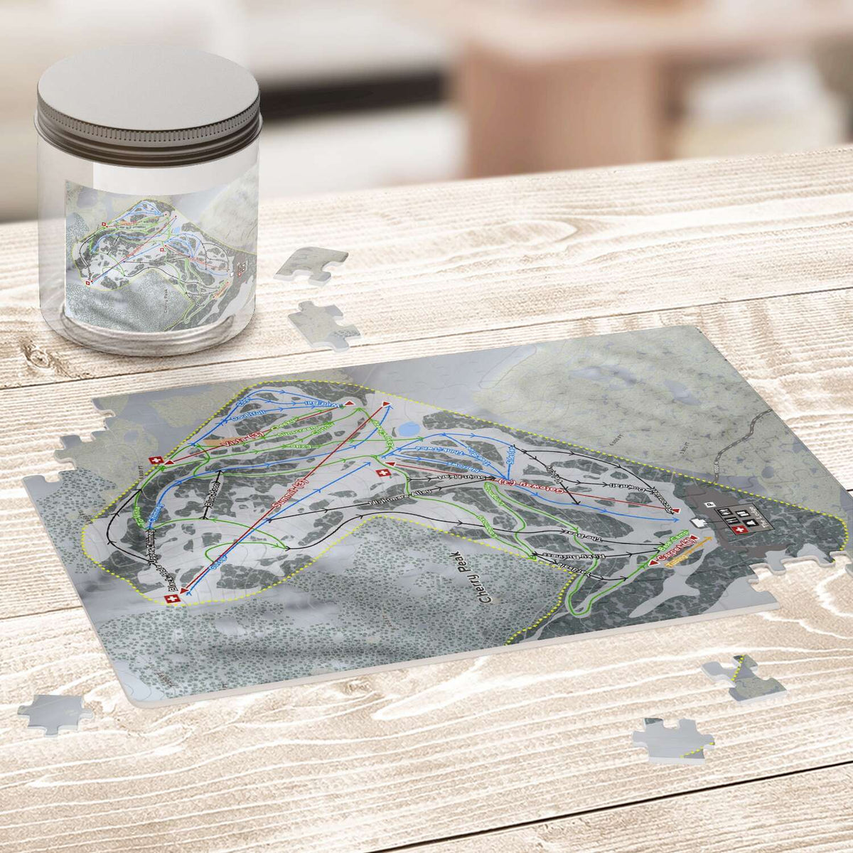 Cherry Peak, Utah Ski Trail Map Puzzle - Powderaddicts