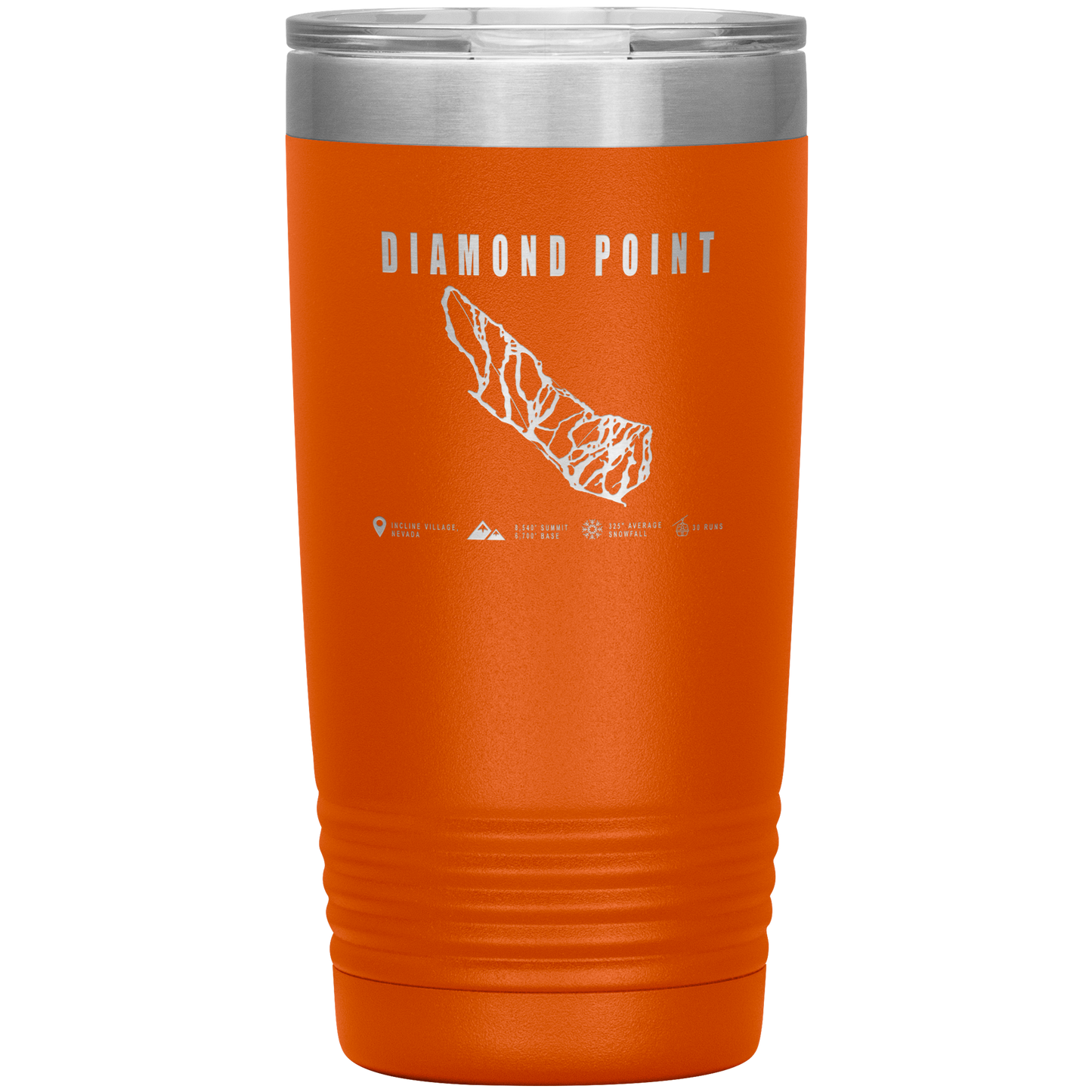 Diamond Point, Nevada Ski Trail Map 20oz Tumbler - Powderaddicts