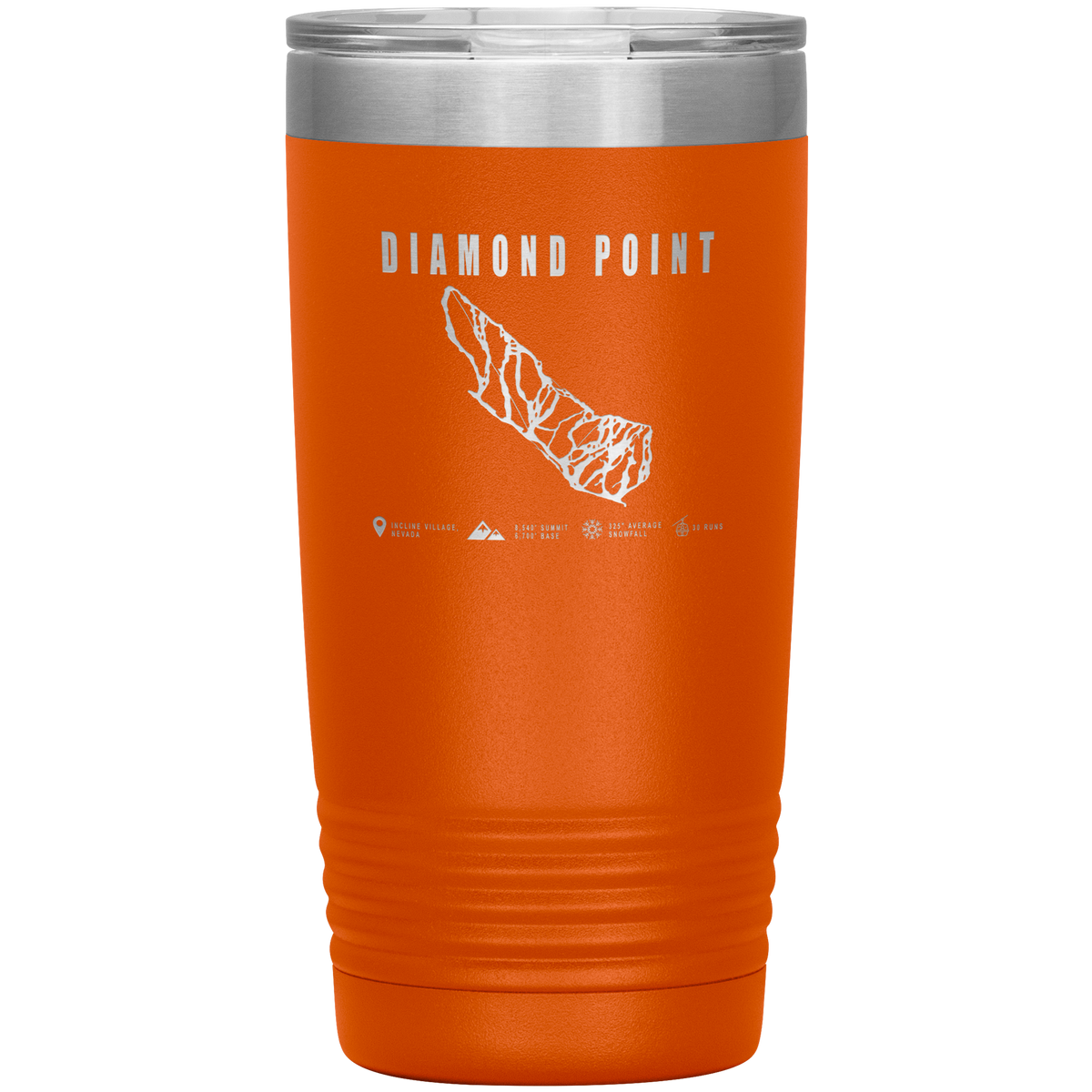 Diamond Point, Nevada Ski Trail Map 20oz Tumbler - Powderaddicts